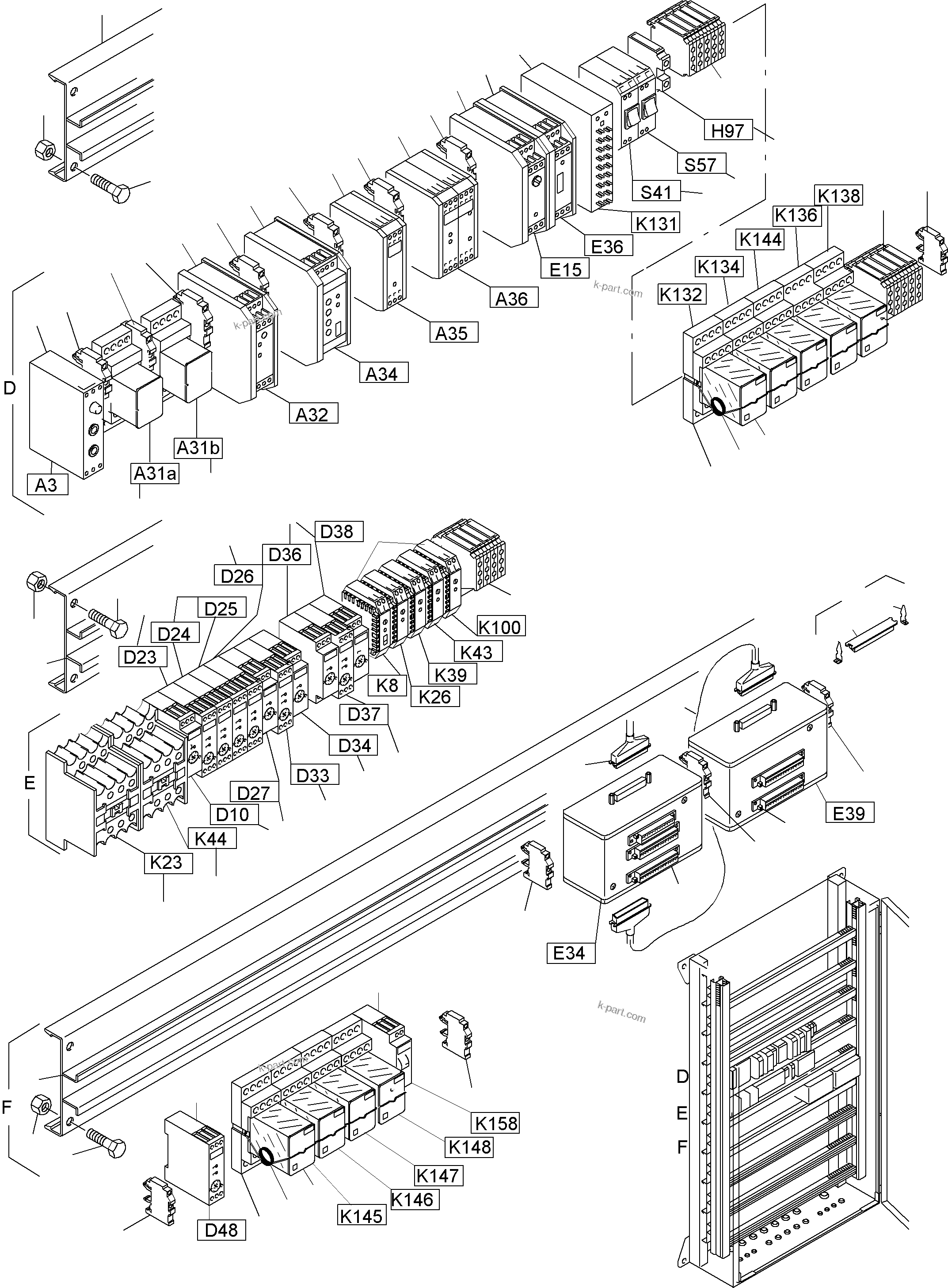 Komatsu parts book diagram for PC3000-1 S/N 06209: MAIN SWITCH BOX IN CAB SUPPORT