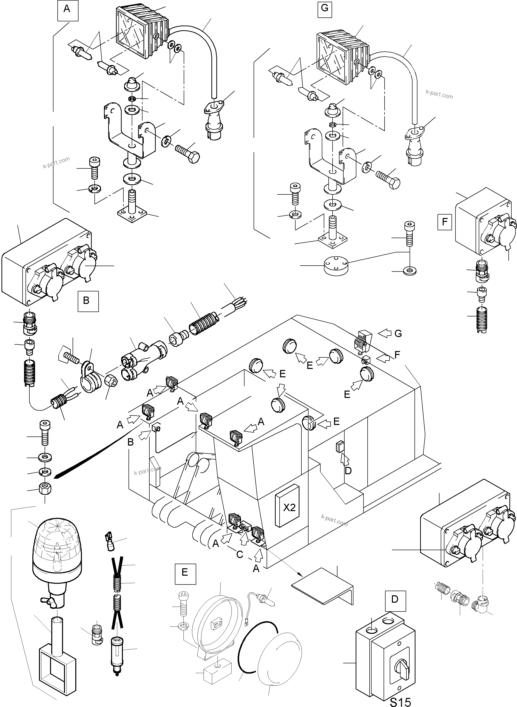 Komatsu parts book diagram for PC3000-1 S/N 06209: LIGHTING EQUIPMENT