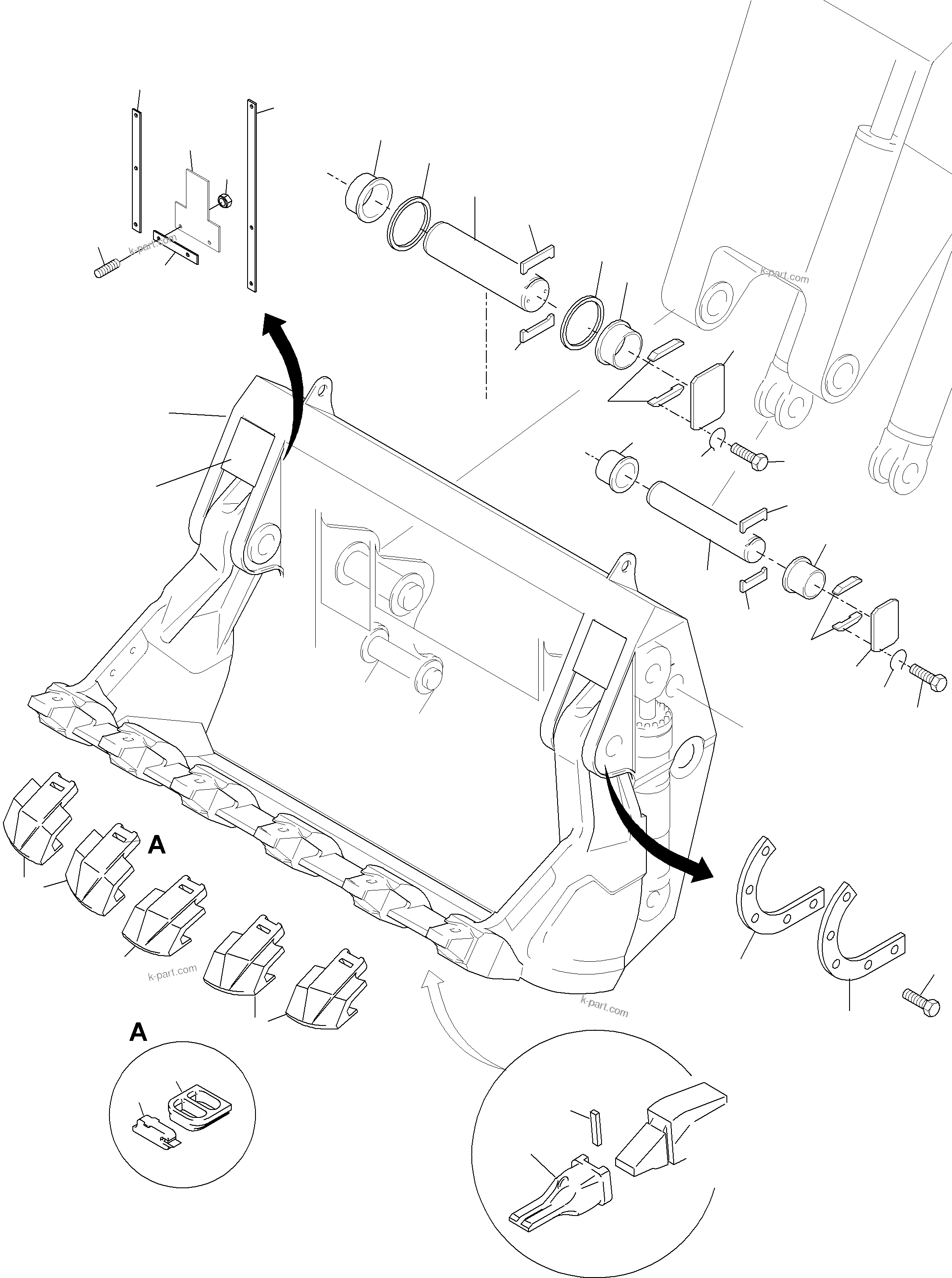 Komatsu parts book diagram for PC3000-1 S/N 06209: BULLCLAM BUCKET 15 CBM