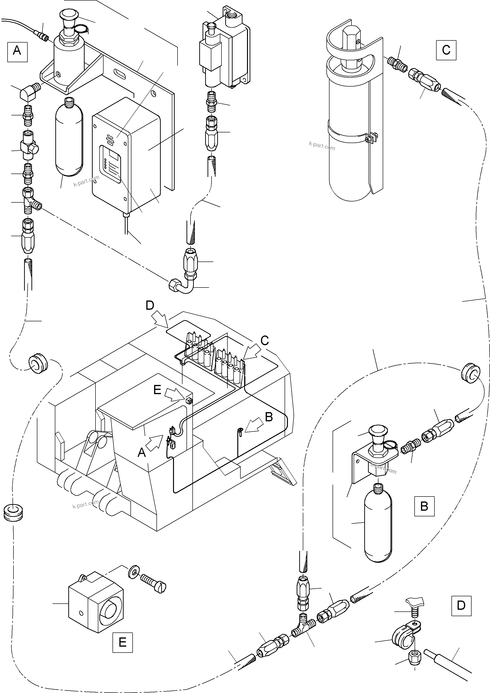 Komatsu parts book diagram for PC3000-1 S/N 06209: ACTUATING SYSTEM, HANDOPERATED