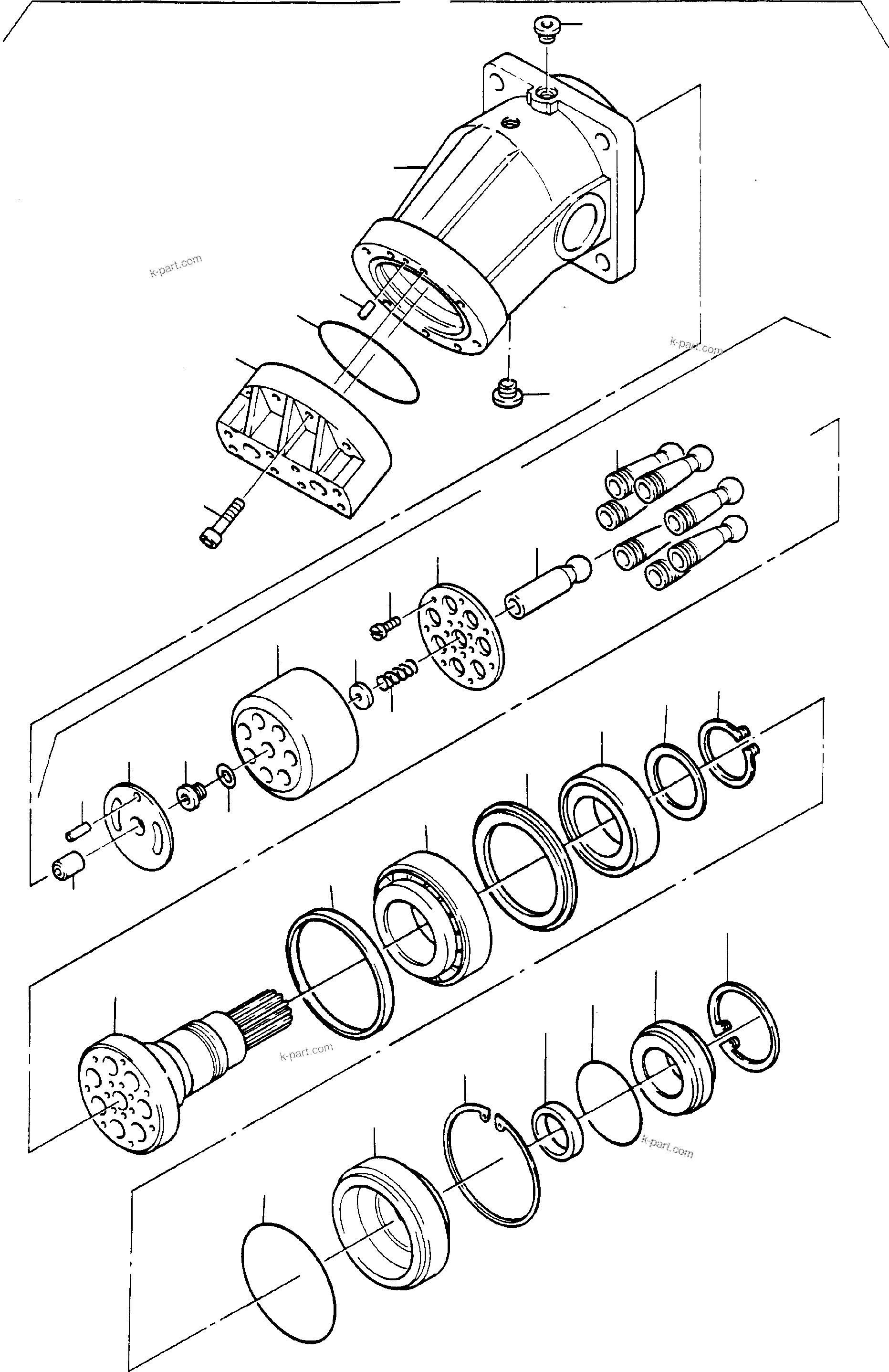 Komatsu parts book diagram for PC3000-1 S/N 06211: HYDR. MOTOR