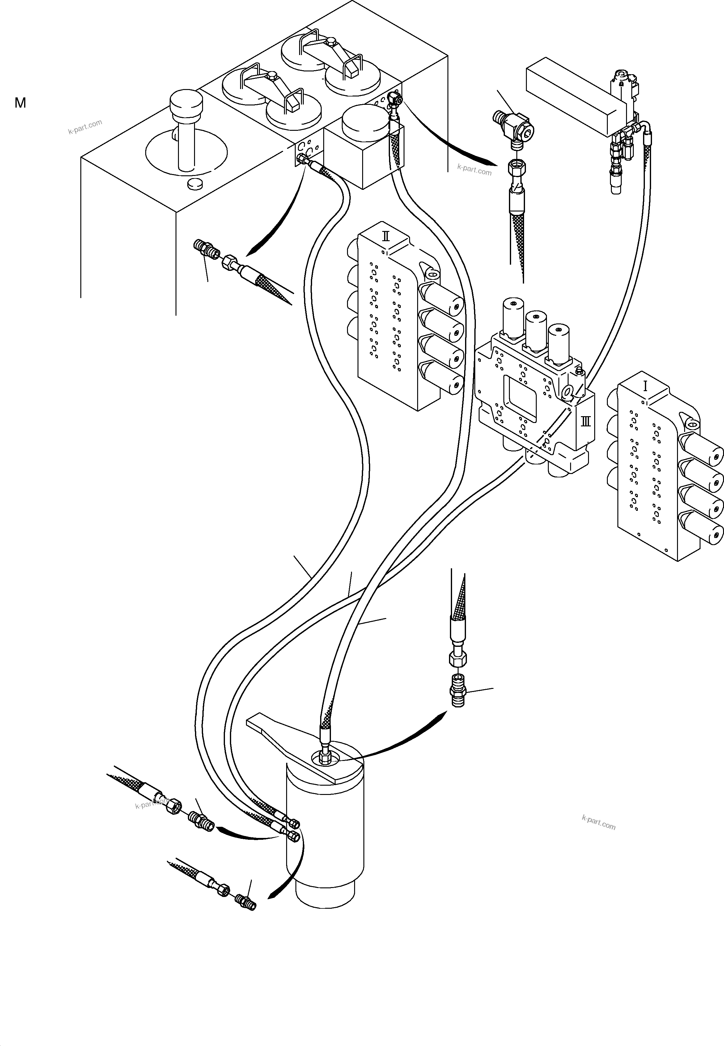 Komatsu parts book diagram for PC3000-1 S/N 06211: LINES ROTARY JOINT (ST,T,L)