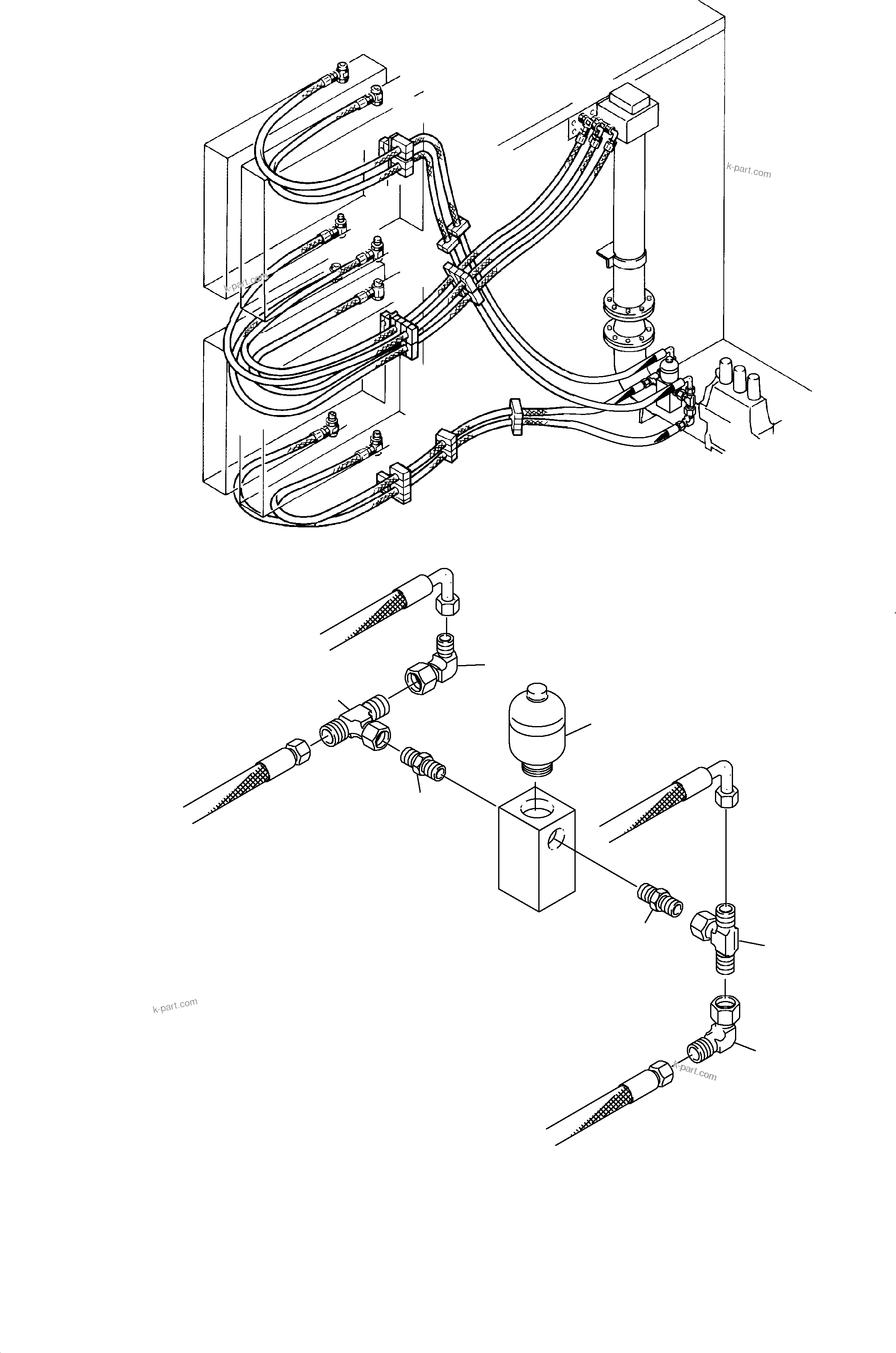 Komatsu parts book diagram for PC3000-1 S/N 06211: OIL COOLER - HOSES ASSY.