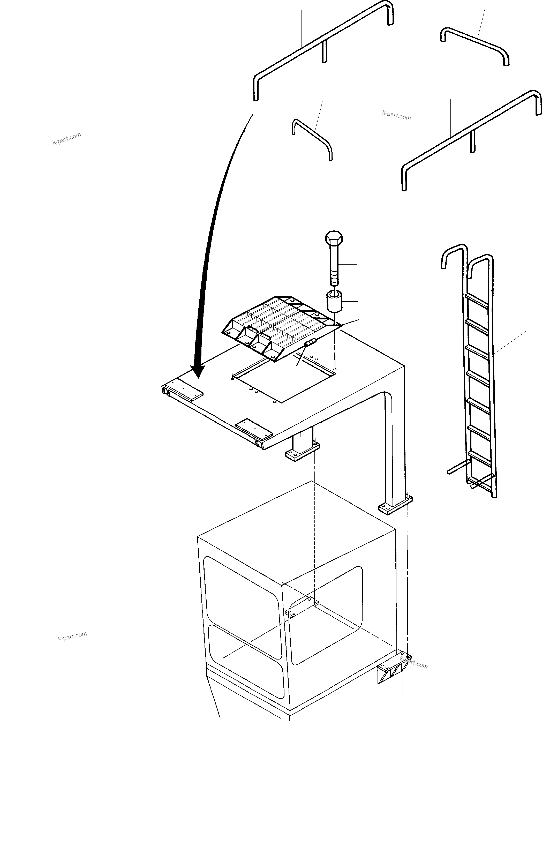 Komatsu parts book diagram for PC3000-1 S/N 06211: ADD. PARTS PROTECTION ROOF FOR AIR CONDITIONING EQUIPMENT