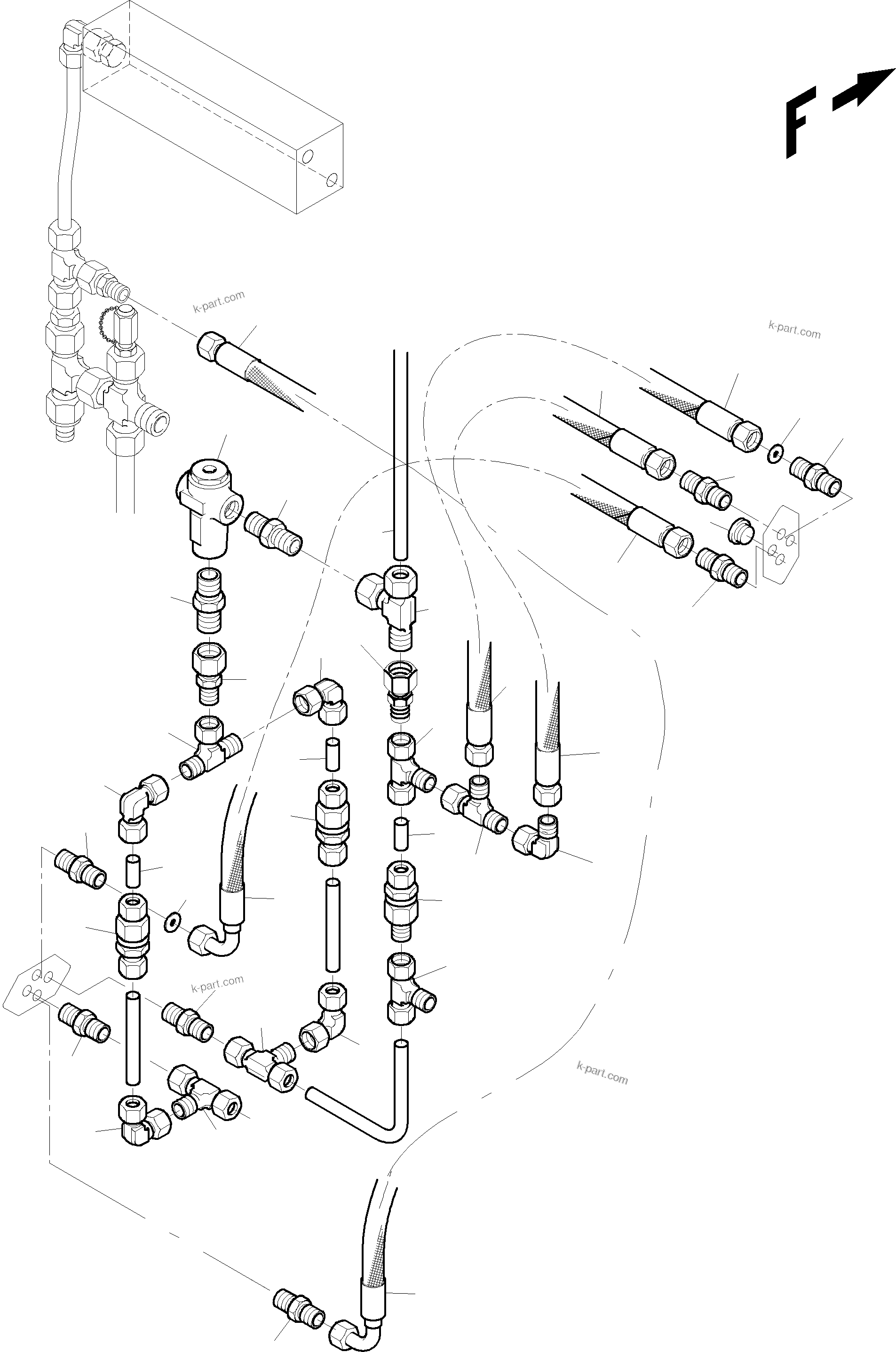 Komatsu parts book diagram for PC3000-1 S/N 06211: CONTROL- AND FILTER PLATE PIPES