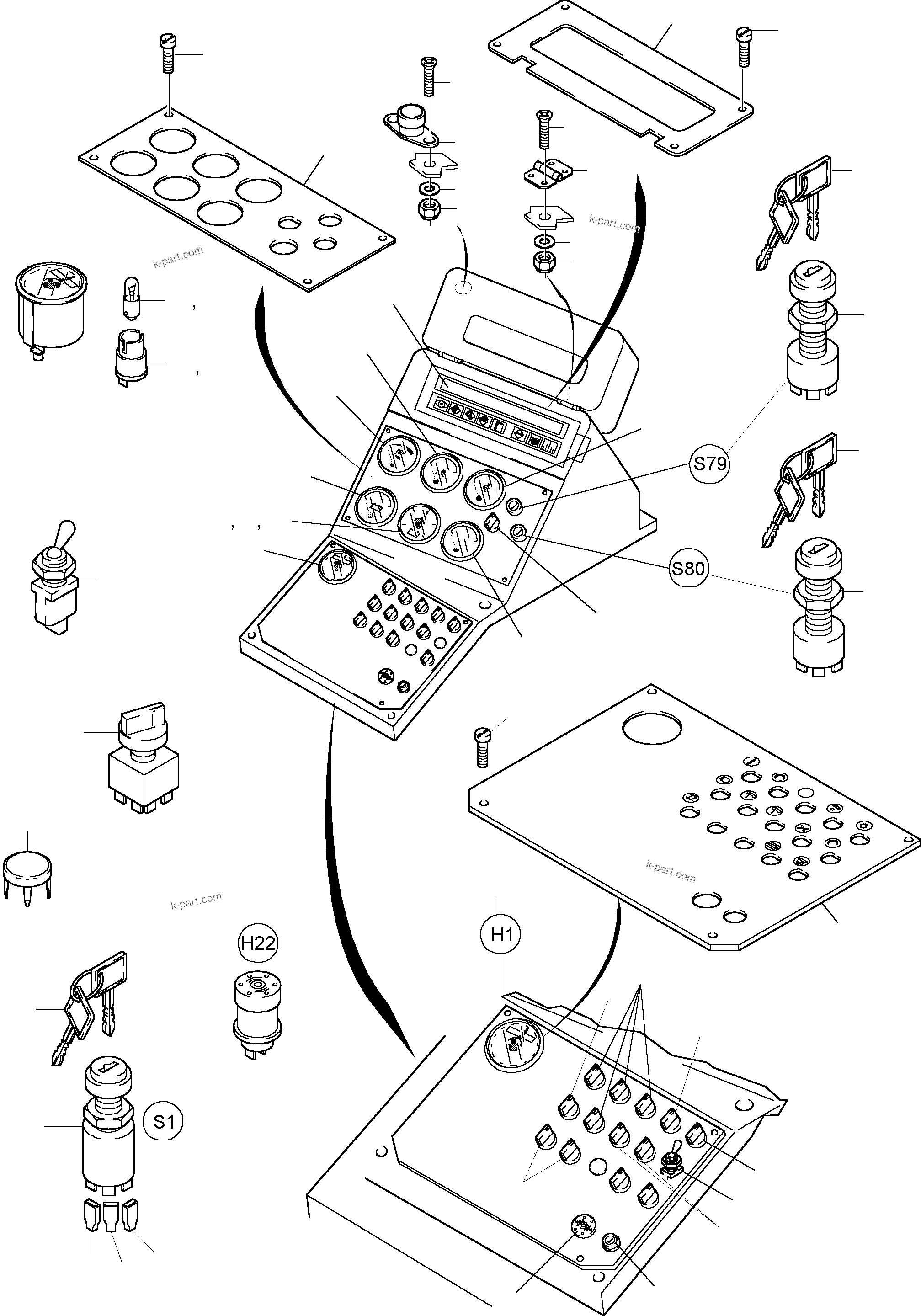 Komatsu parts book diagram for PC3000-1 S/N 06211: OPERATION PANEL - ETM