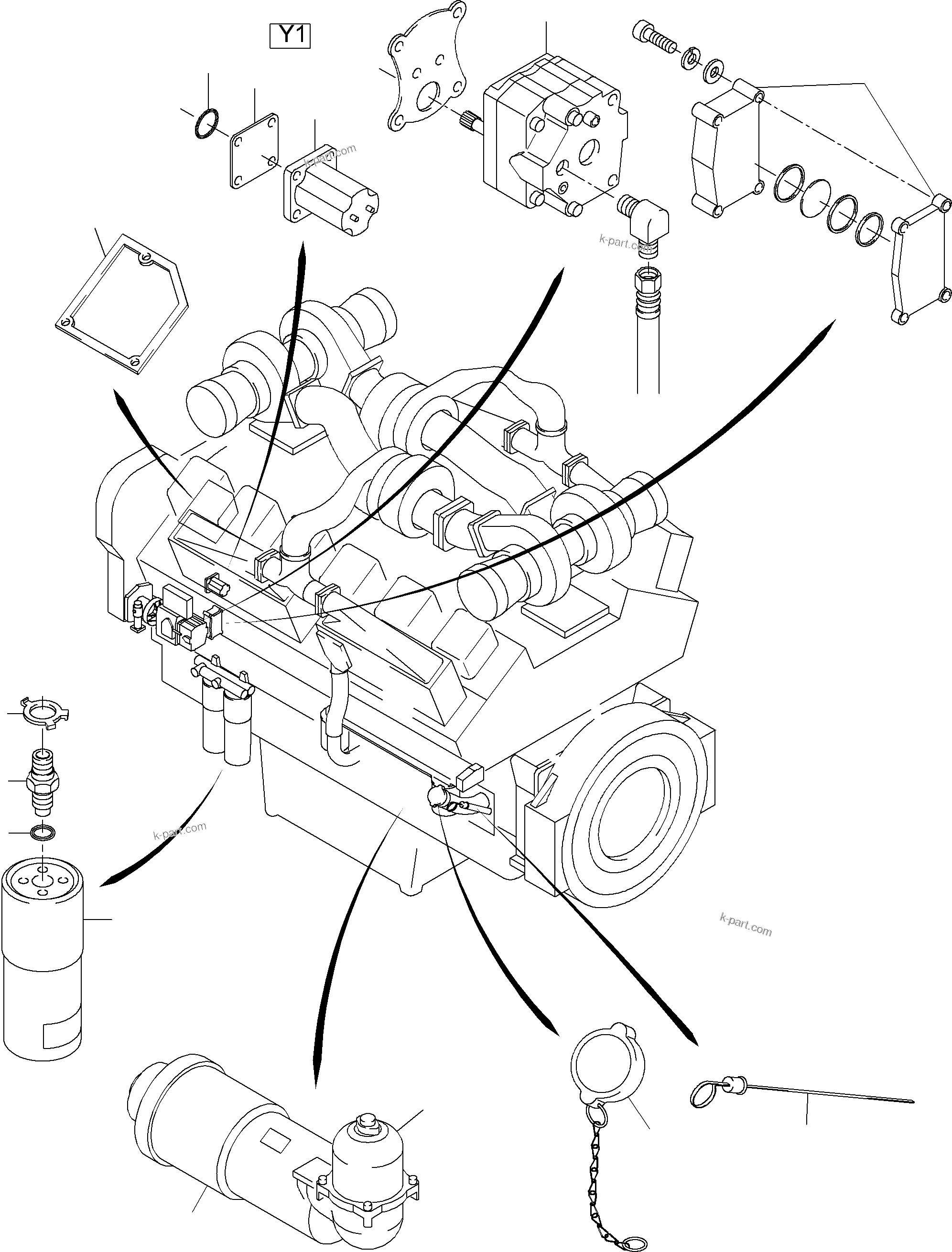 Komatsu parts book diagram for PC3000-1 S/N 06211: DIESEL ENGINE