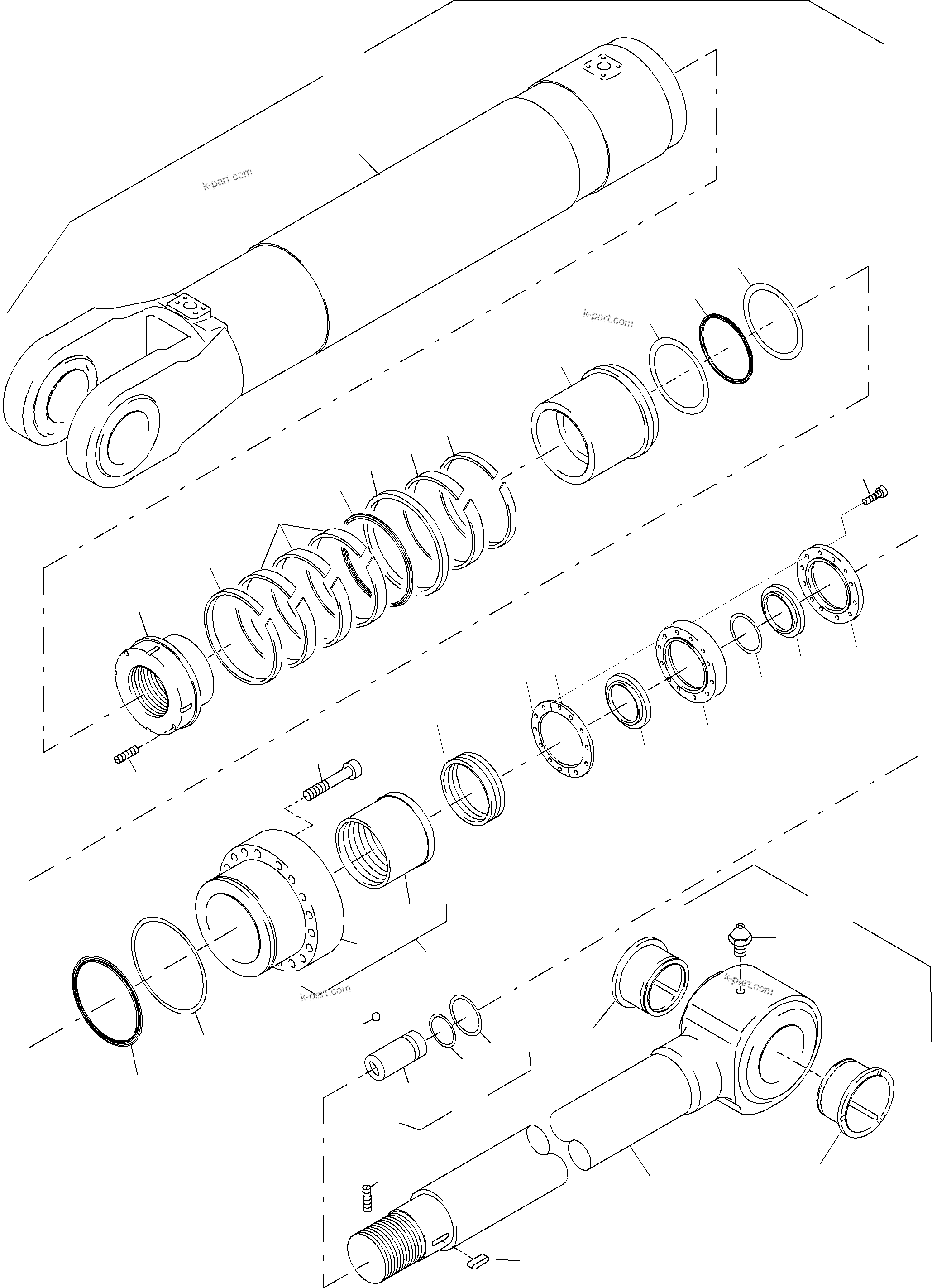 Komatsu parts book diagram for PC3000-1 S/N 06211: HYDRAULIC CYLINDER