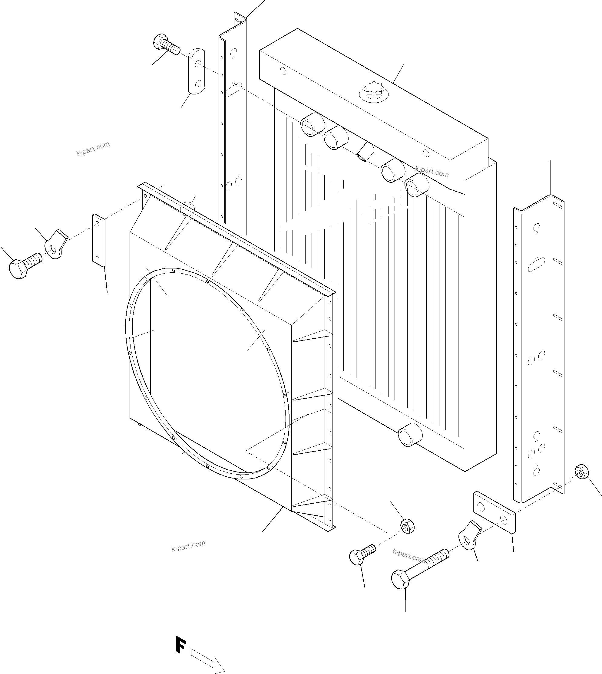 Komatsu parts book diagram for PC3000-1 S/N 06211: RADIATOR ARR.