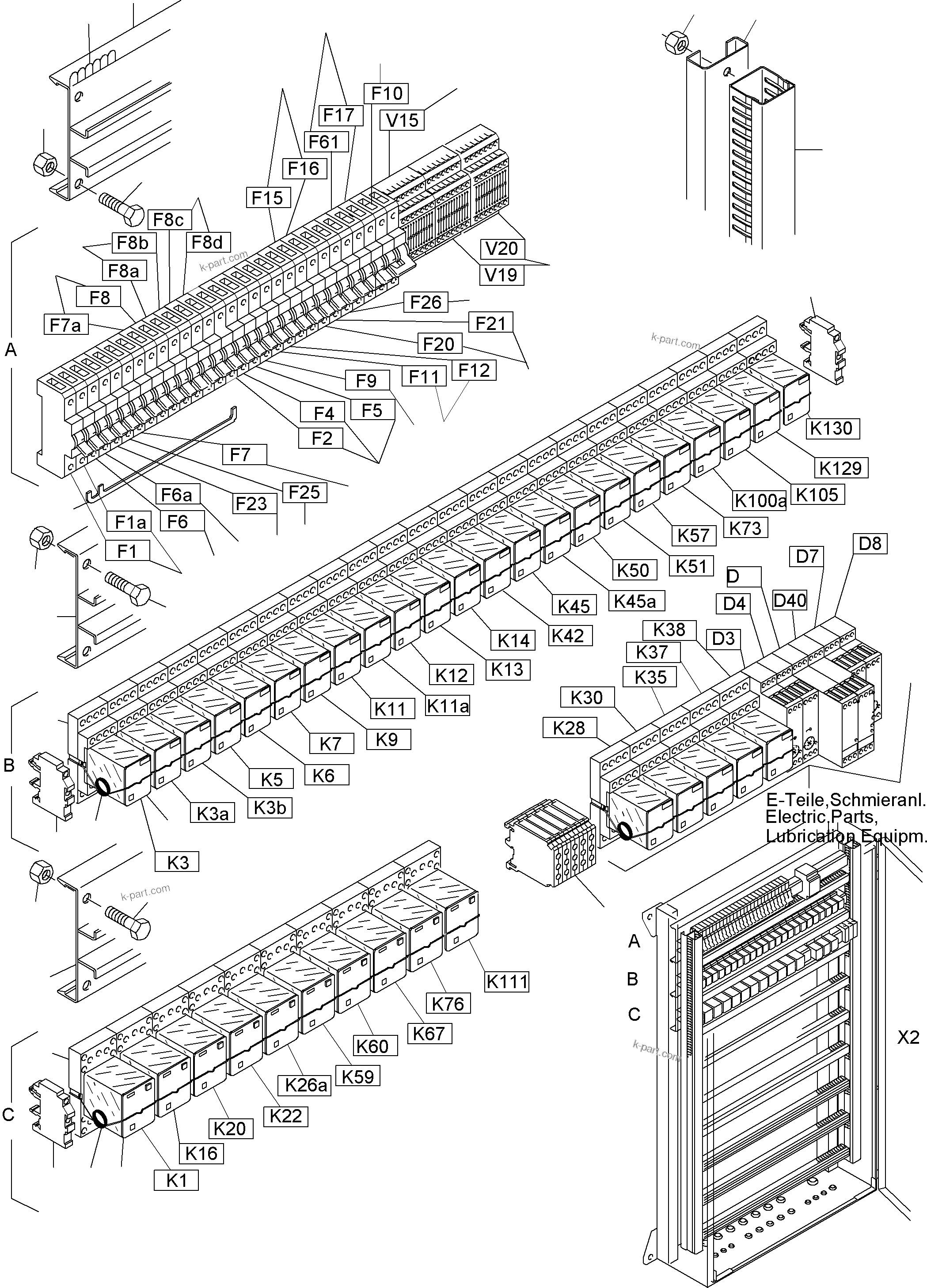 Komatsu parts book diagram for PC3000-1 S/N 06211: MAIN SWITCH BOX IN CAB SUPPORT