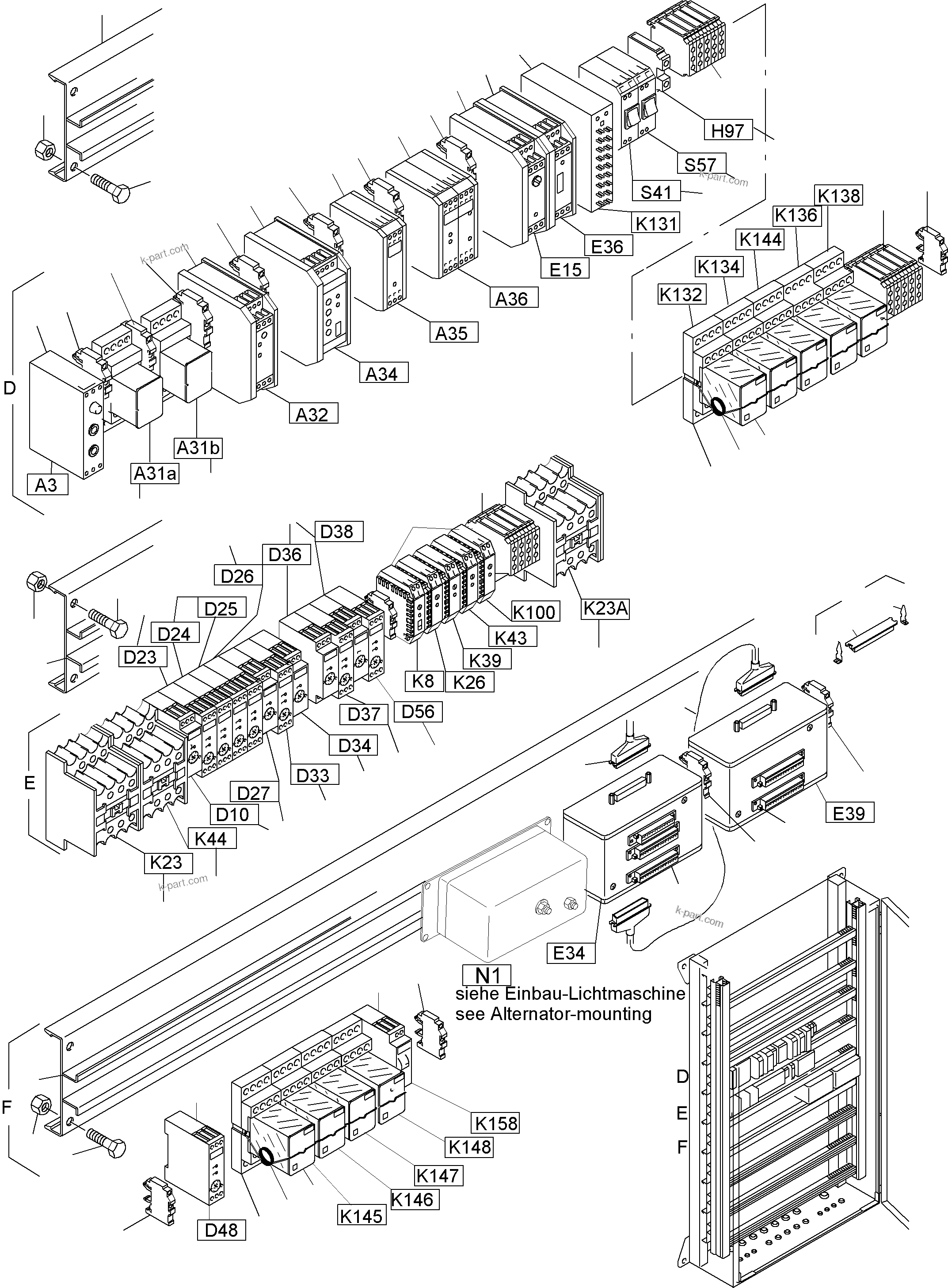 Komatsu parts book diagram for PC3000-1 S/N 06211: MAIN SWITCH BOX IN CAB SUPPORT