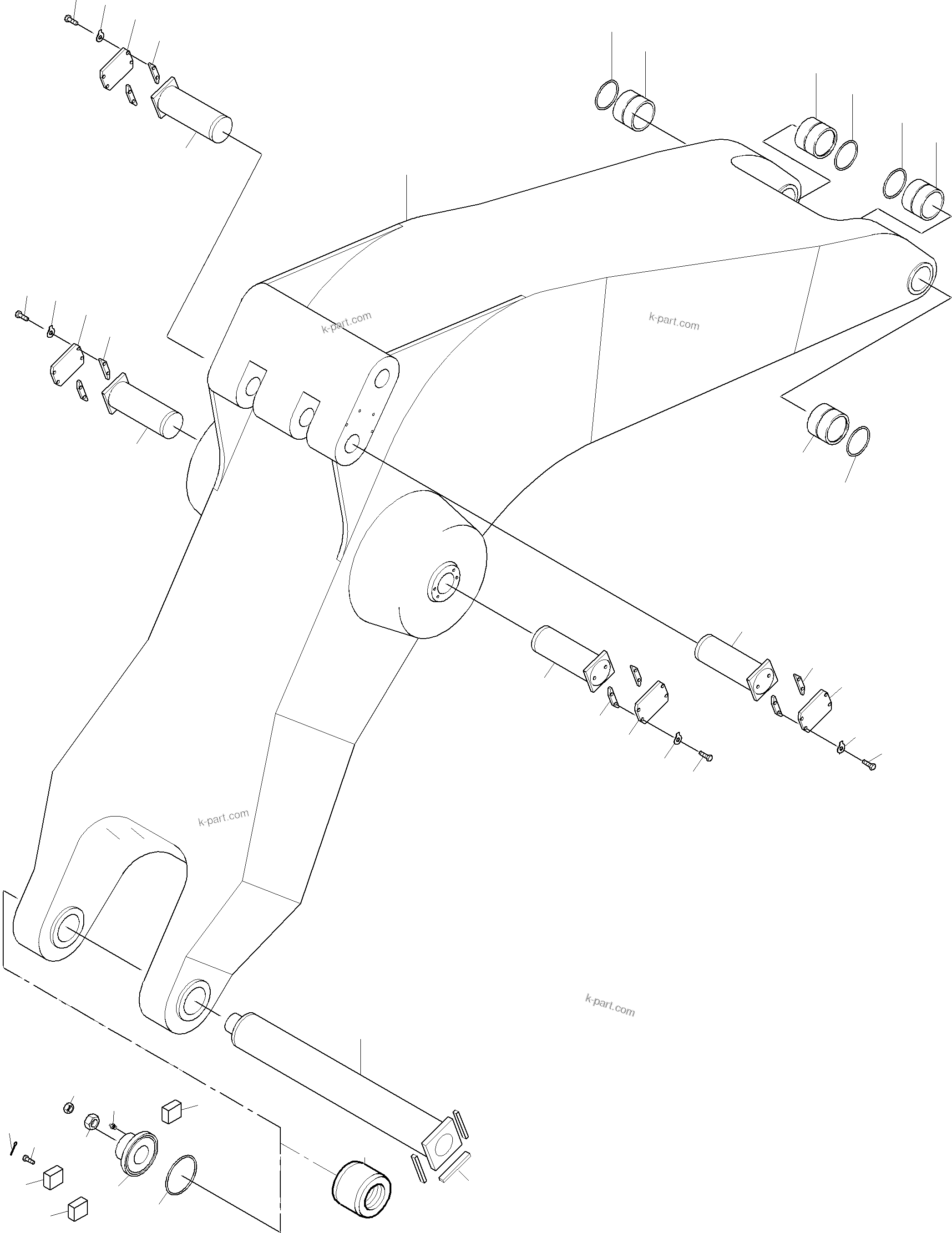 Komatsu parts book diagram for PC3000-1 S/N 06211: BACKHOE BOOM 8.6M