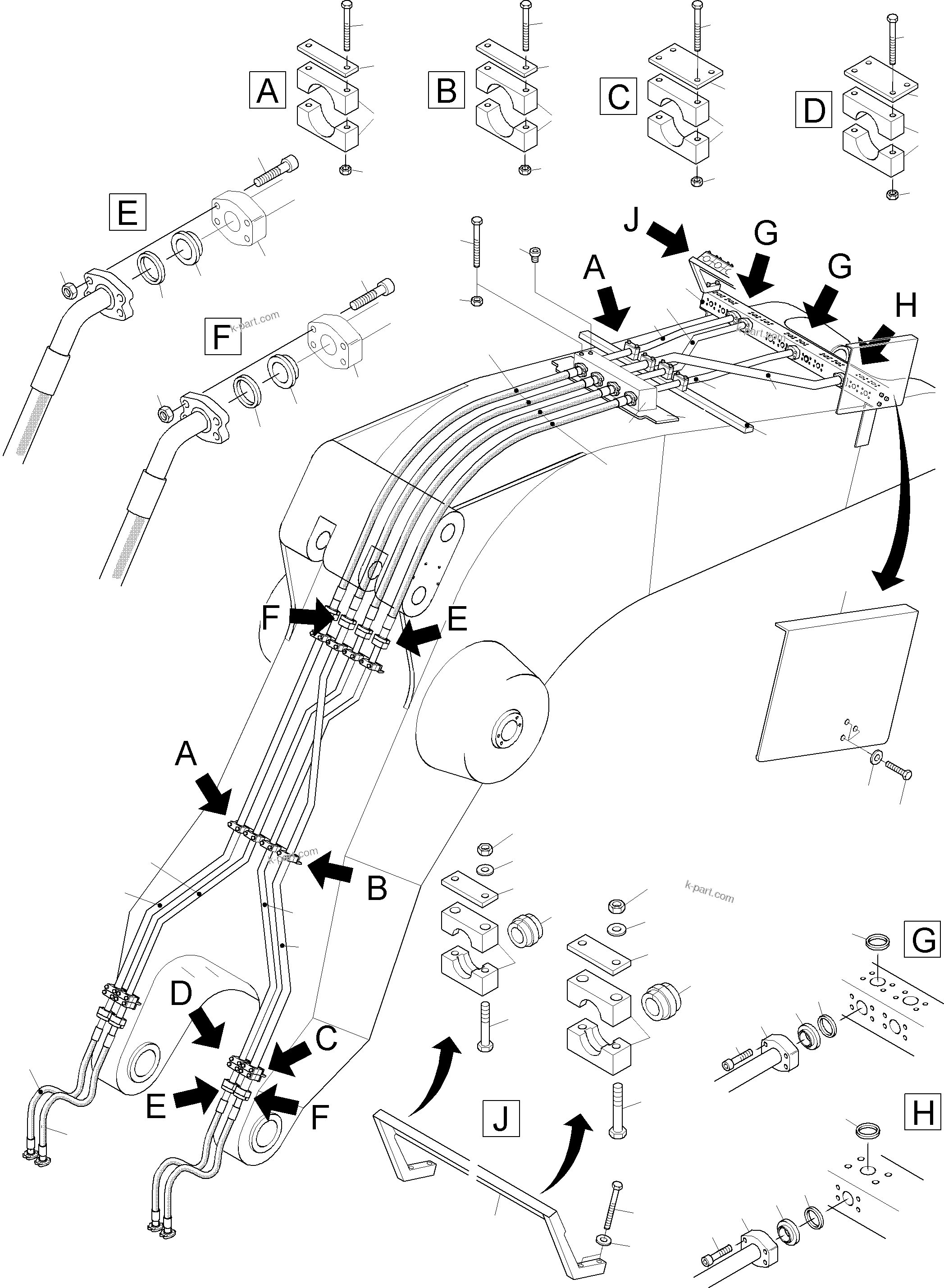 Komatsu parts book diagram for PC3000-1 S/N 06211: BACKHOE BOOM 8.6M