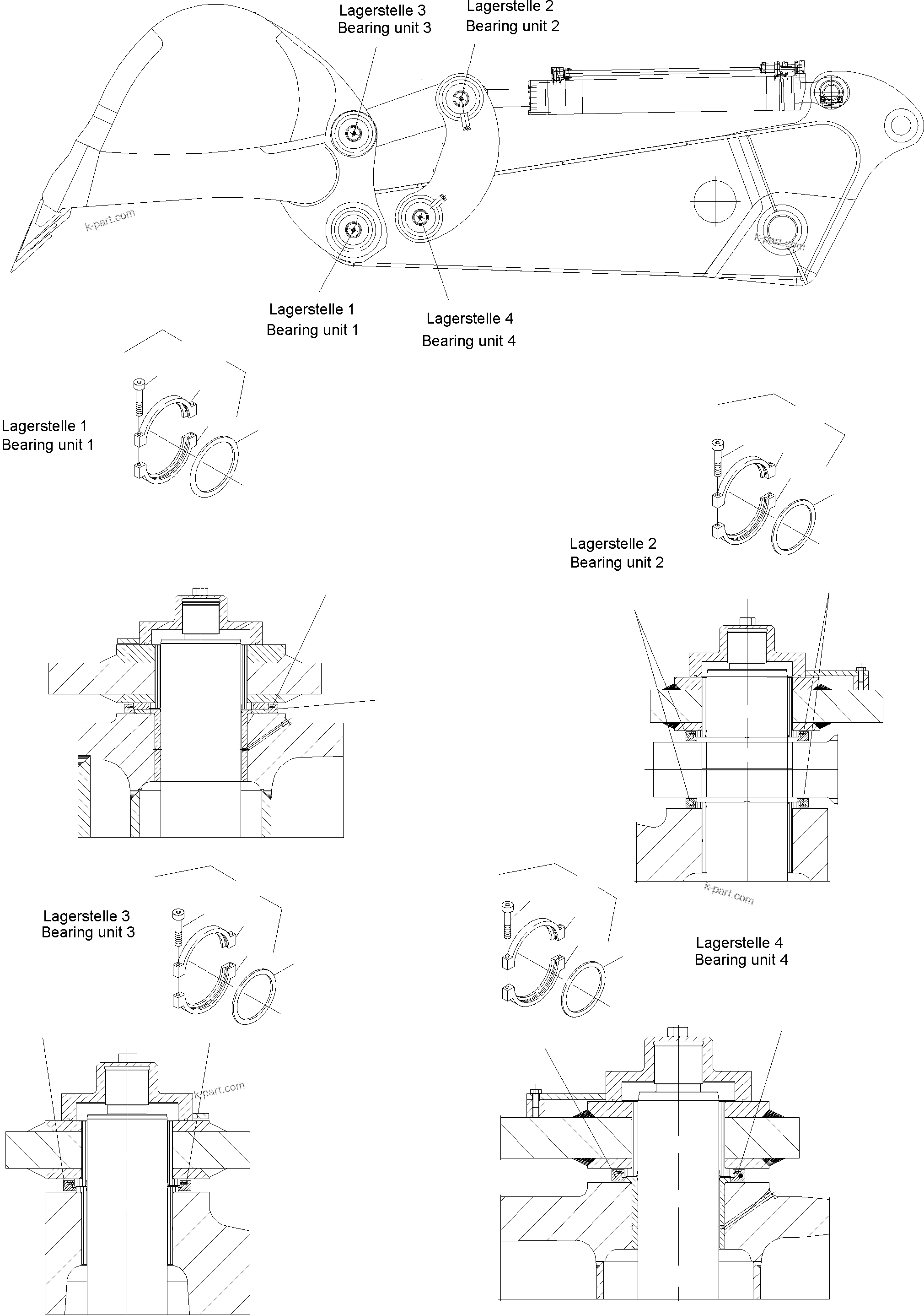 Komatsu parts book diagram for PC3000-6 S/N 06217: PIN SEALING STEERING AND ROD