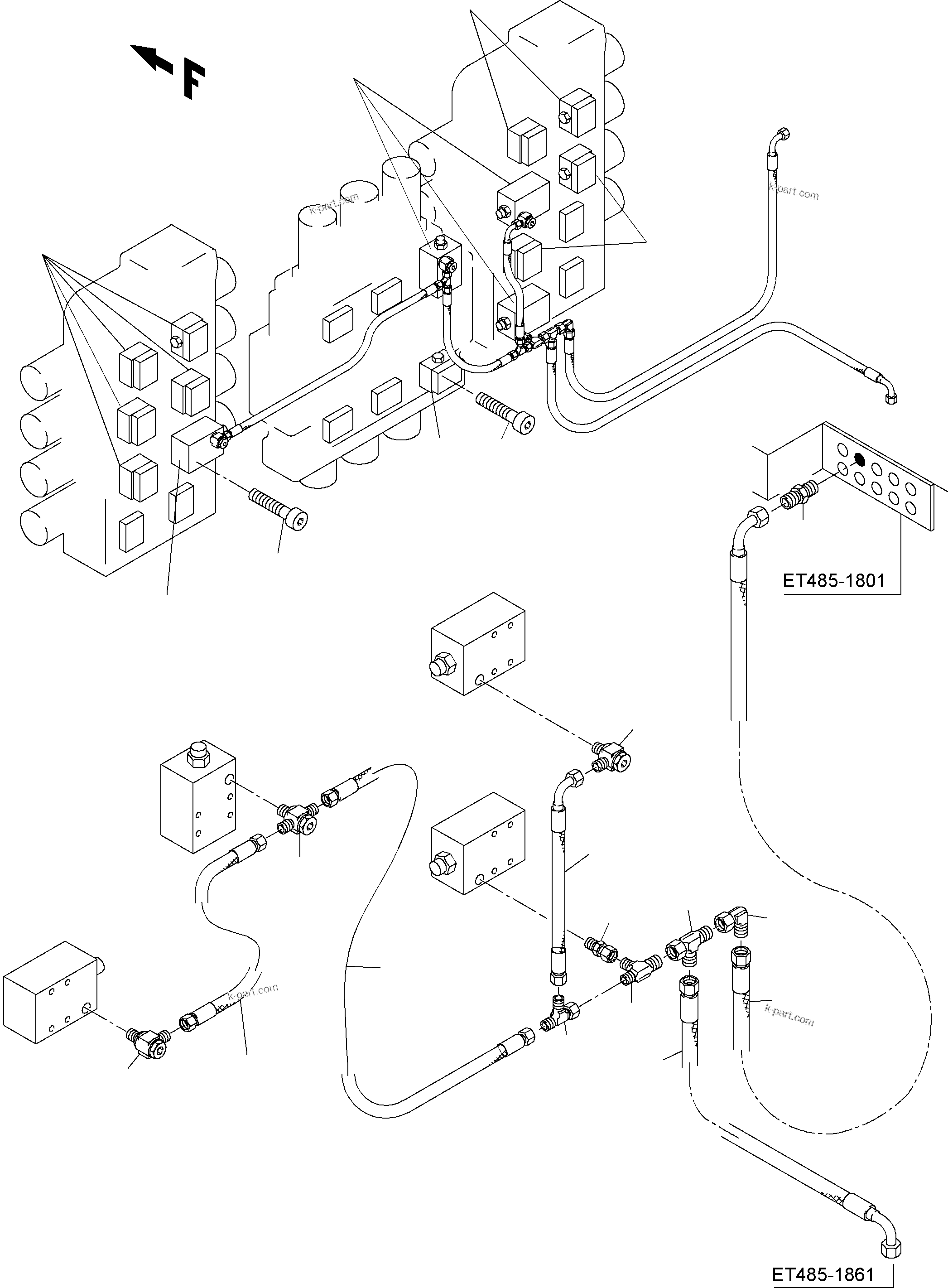 Komatsu parts book diagram for PC3000-6 S/N 06217: VALVES ON CONTROL BLOCKS (BE)