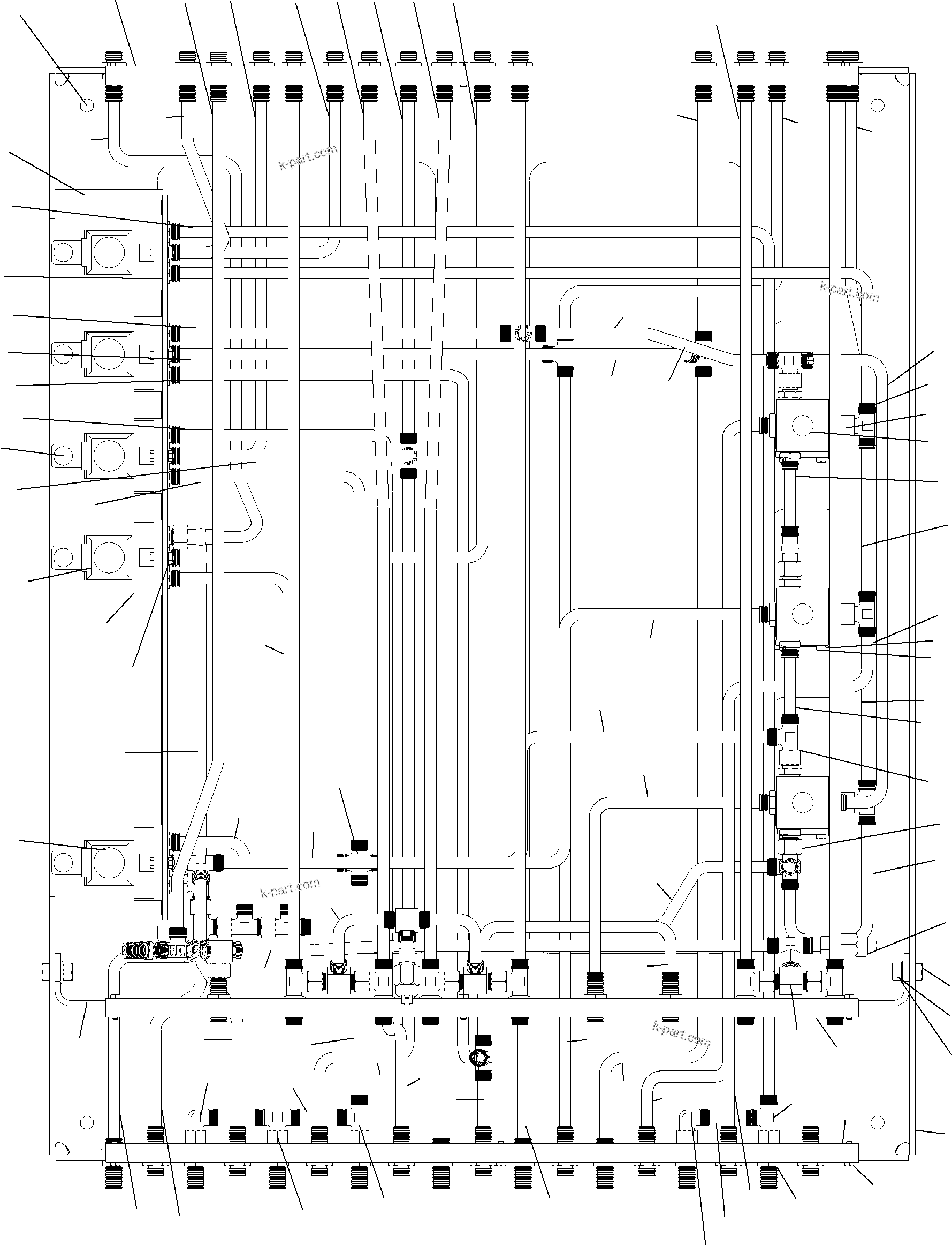 Komatsu parts book diagram for PC3000-6 S/N 06217: PIPES - PILOT CONTROL PLATE (BE)