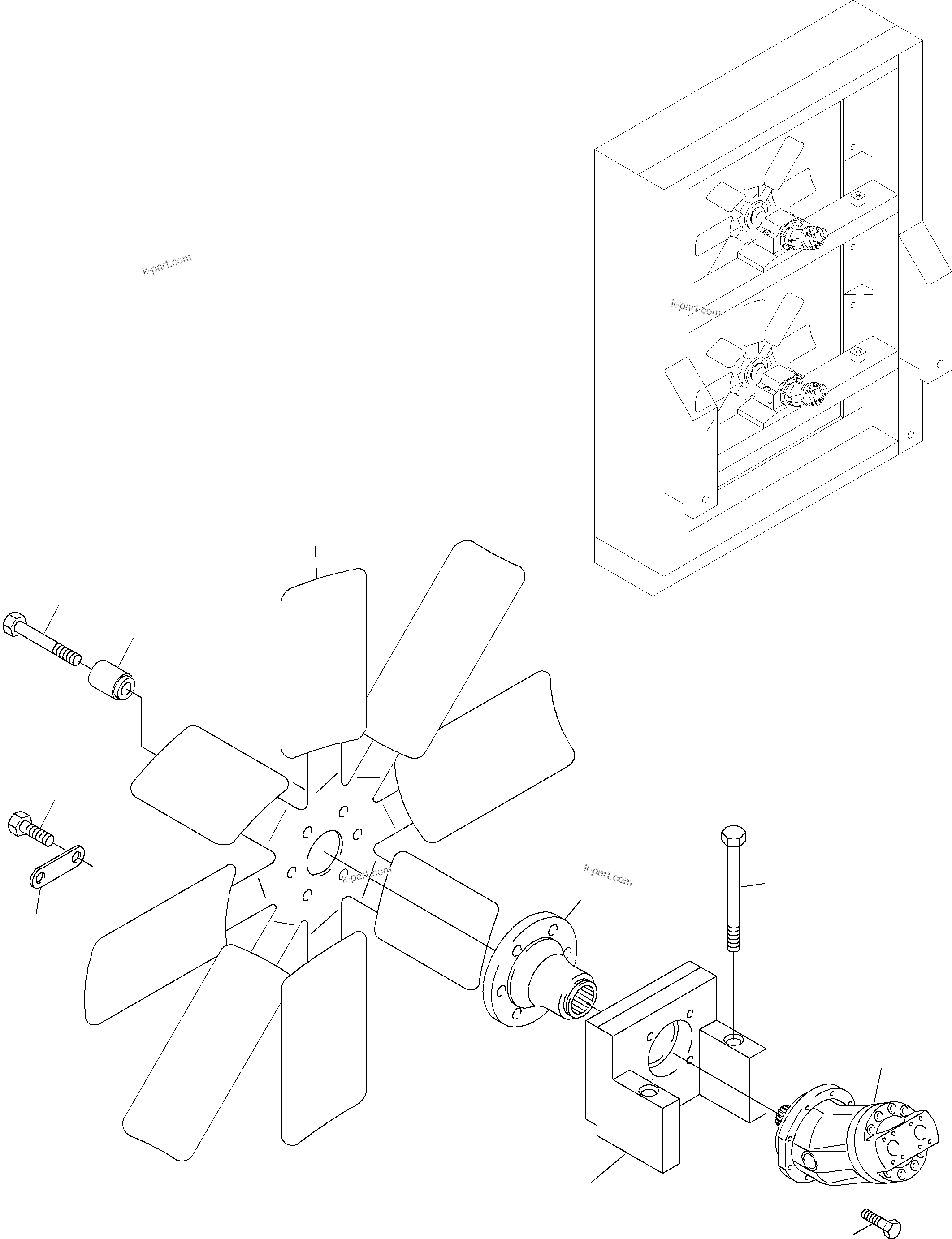 Komatsu parts book diagram for PC3000-6 S/N 06217: OIL COOLER FAN DRIVE