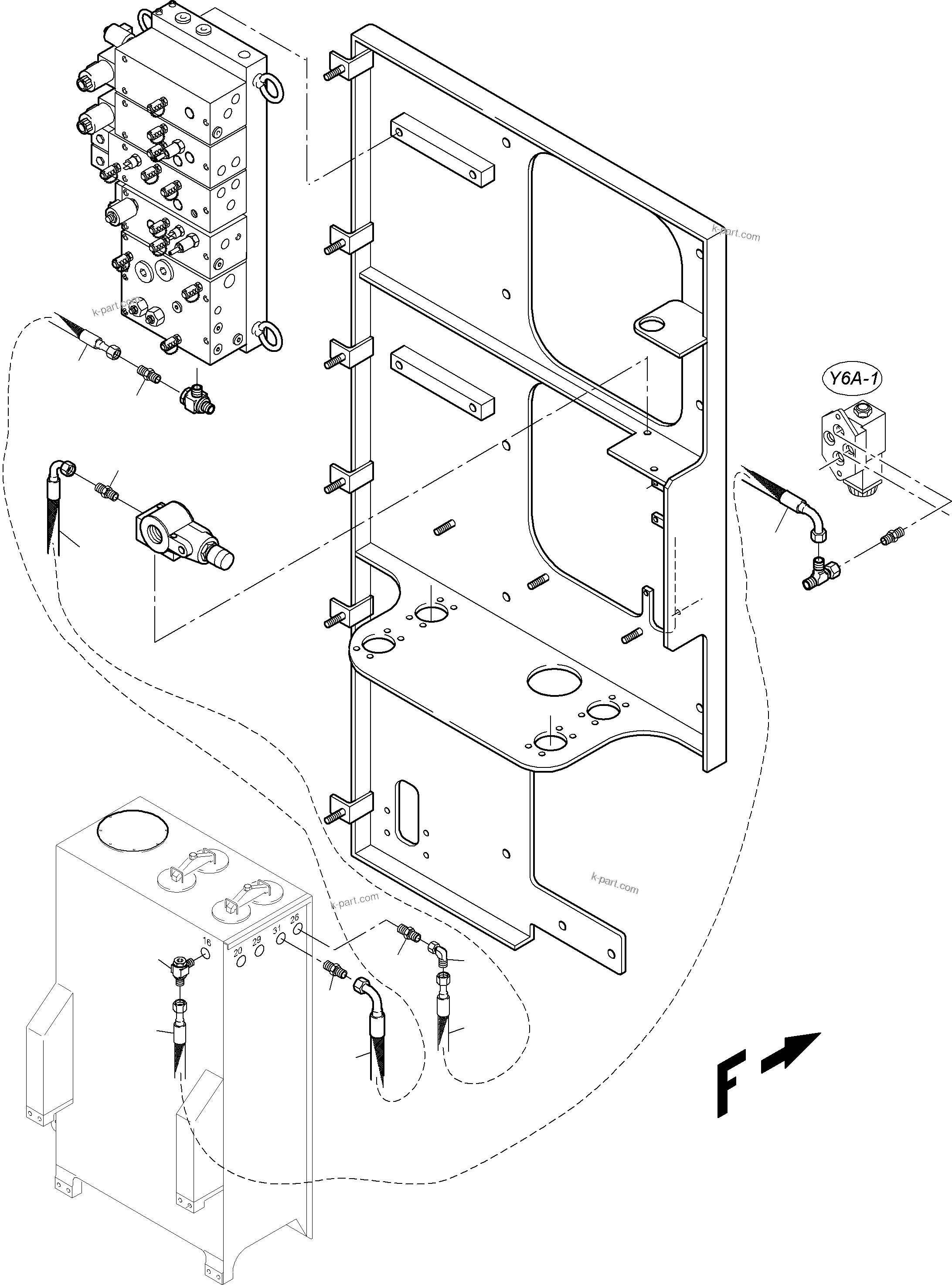 Komatsu parts book diagram for PC3000-6 S/N 06217: TANK LINES CONTROL- AND FILTER PLATE
