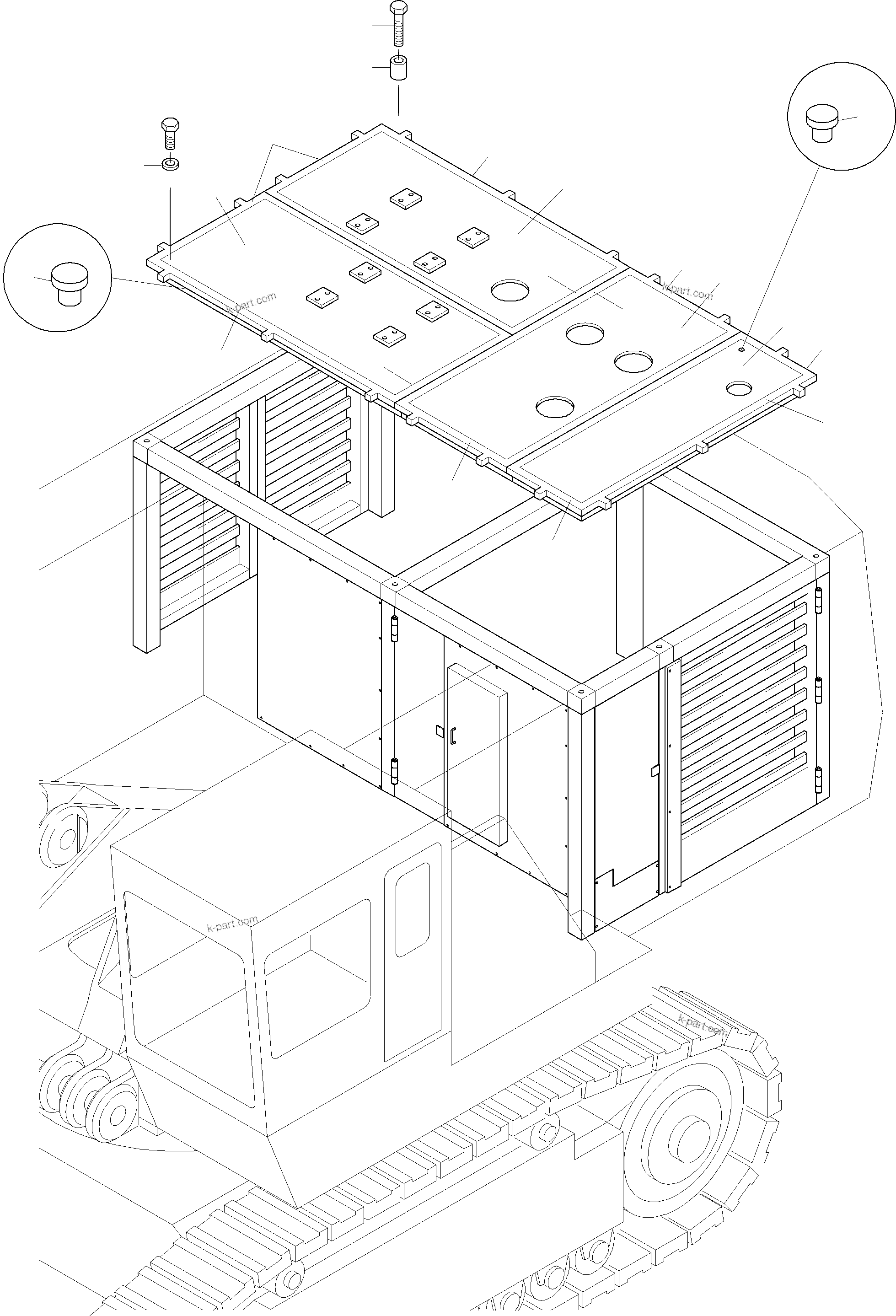 Komatsu parts book diagram for PC3000-6 S/N 06217: COVERING - ENGINE HOUSING