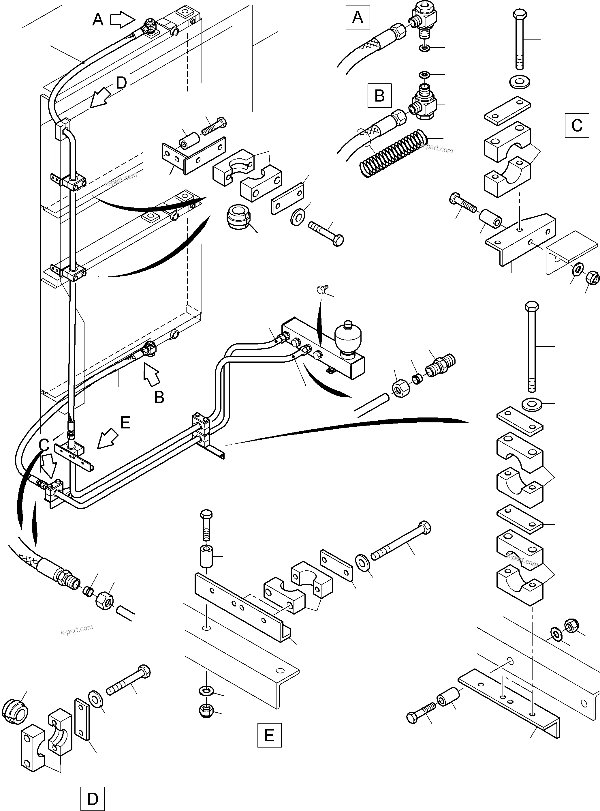 Komatsu parts book diagram for PC3000-6 S/N 06217: OIL COOLER - HOSES ASSY.