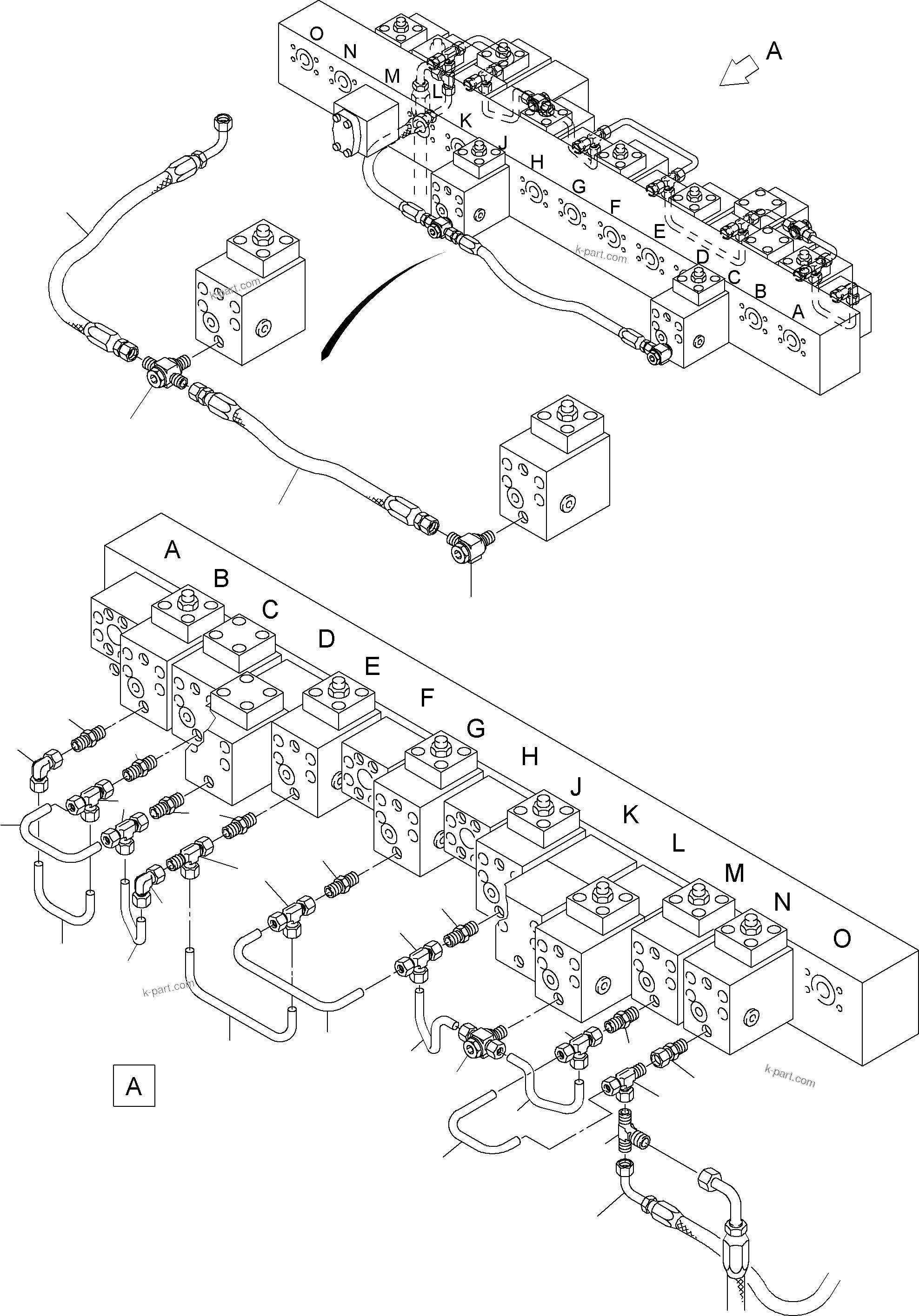 Komatsu parts book diagram for PC3000-6 S/N 06217: MANIFOLD