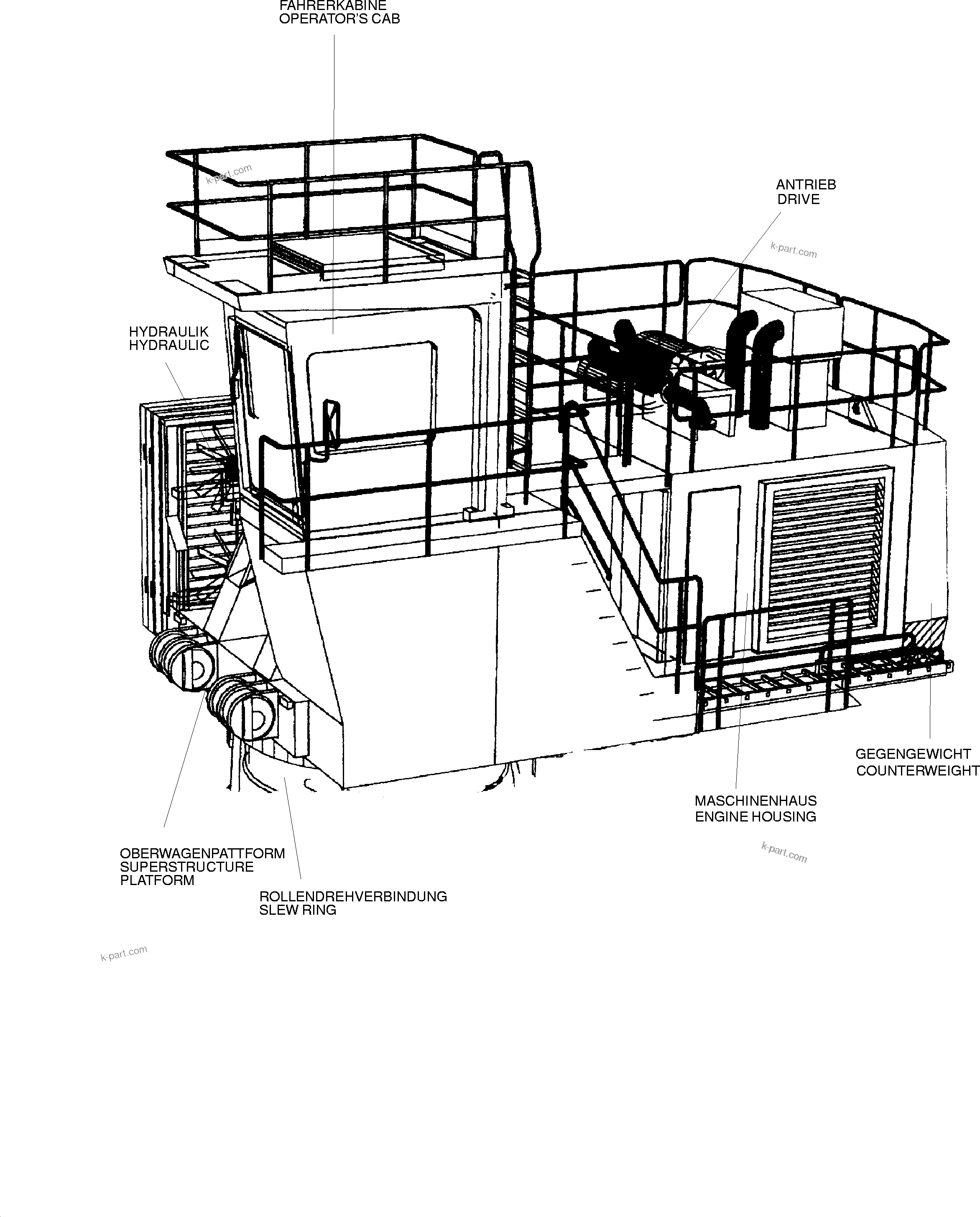 Komatsu parts book diagram for PC3000-6 S/N 06227: LADDER