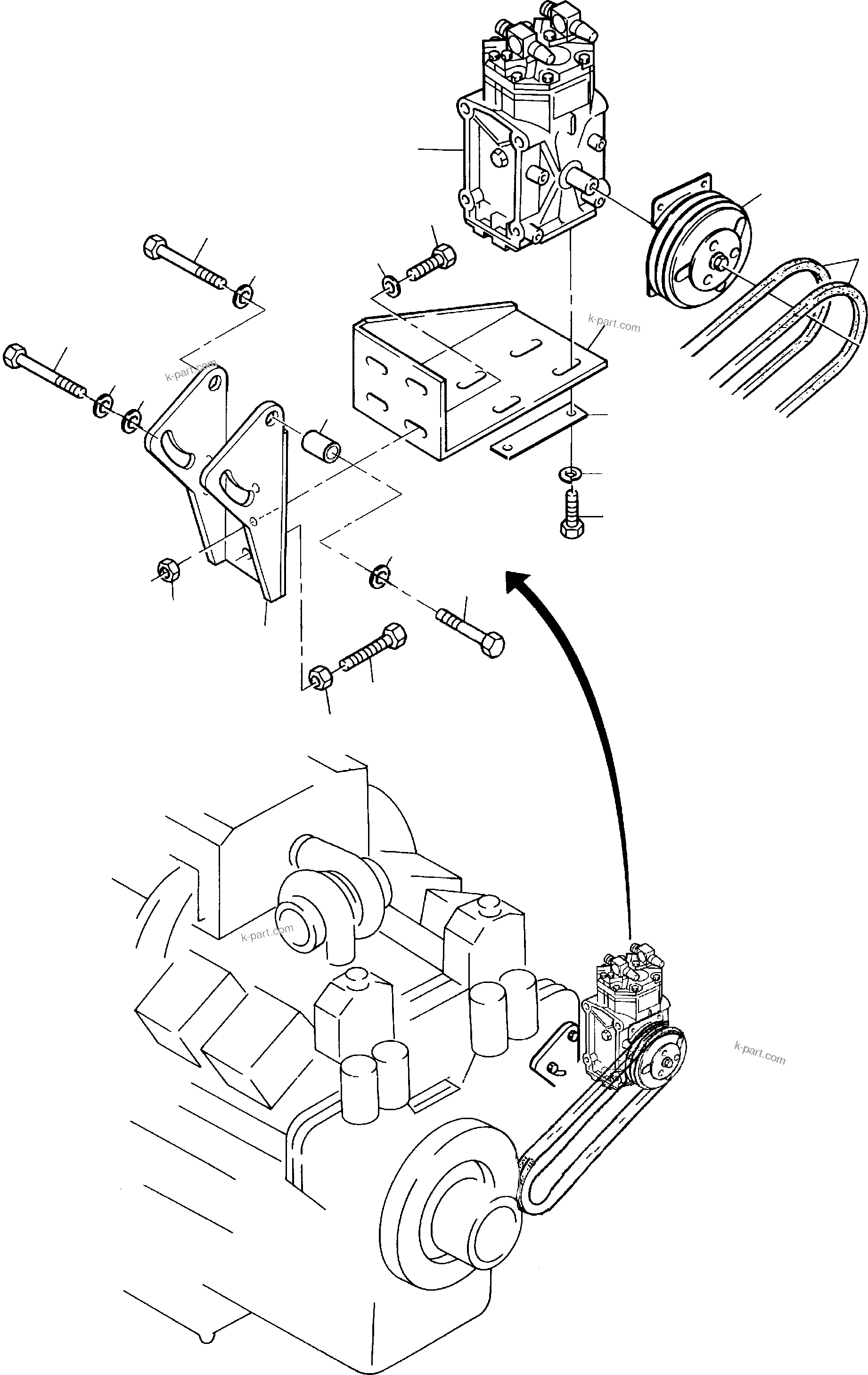 Komatsu parts book diagram for PC3000-6 S/N 06232: AIR CONDITION. COMPRESSOR DRIVE