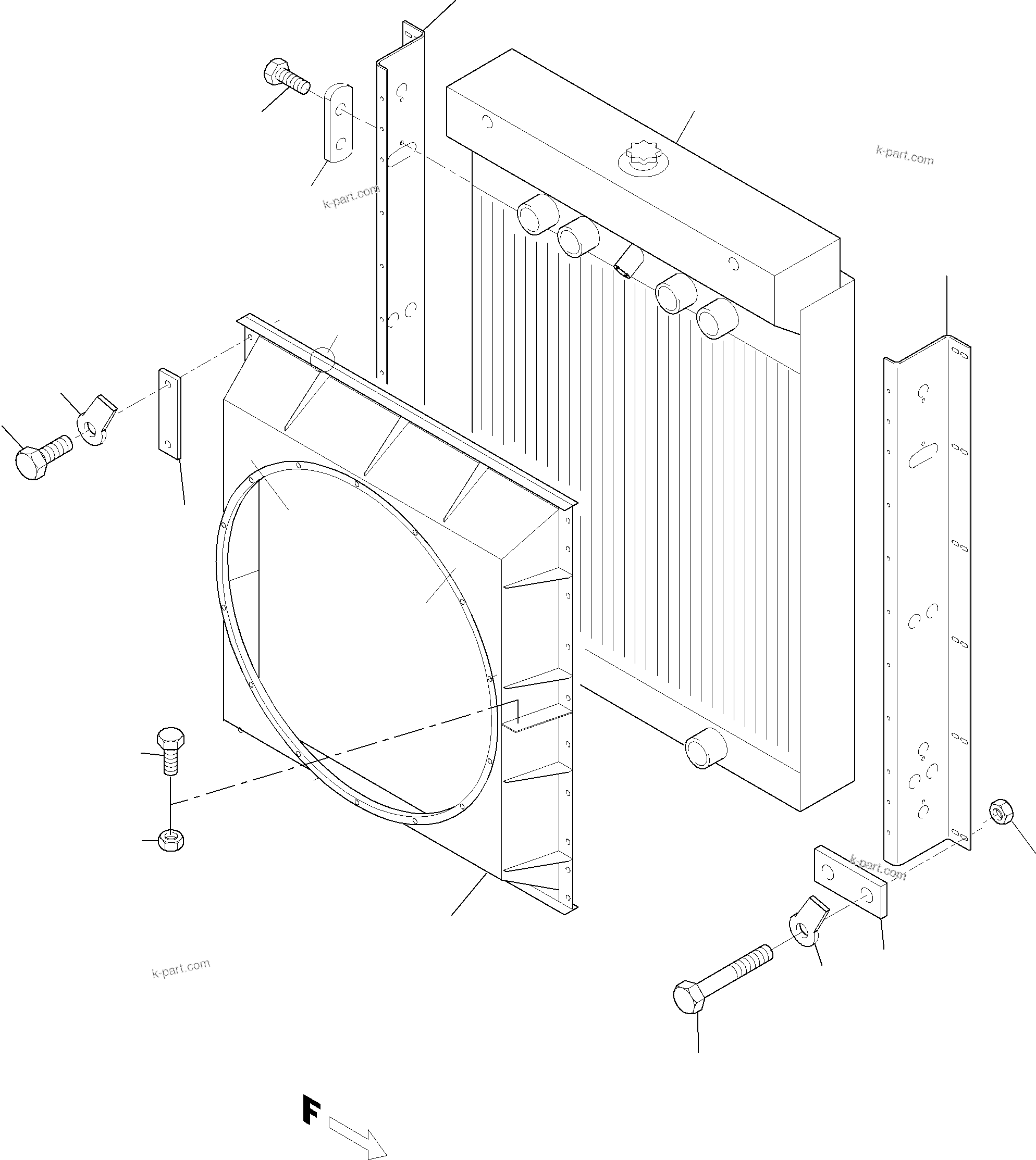 Komatsu parts book diagram for PC3000-6 S/N 06232: RADIATOR ARR.