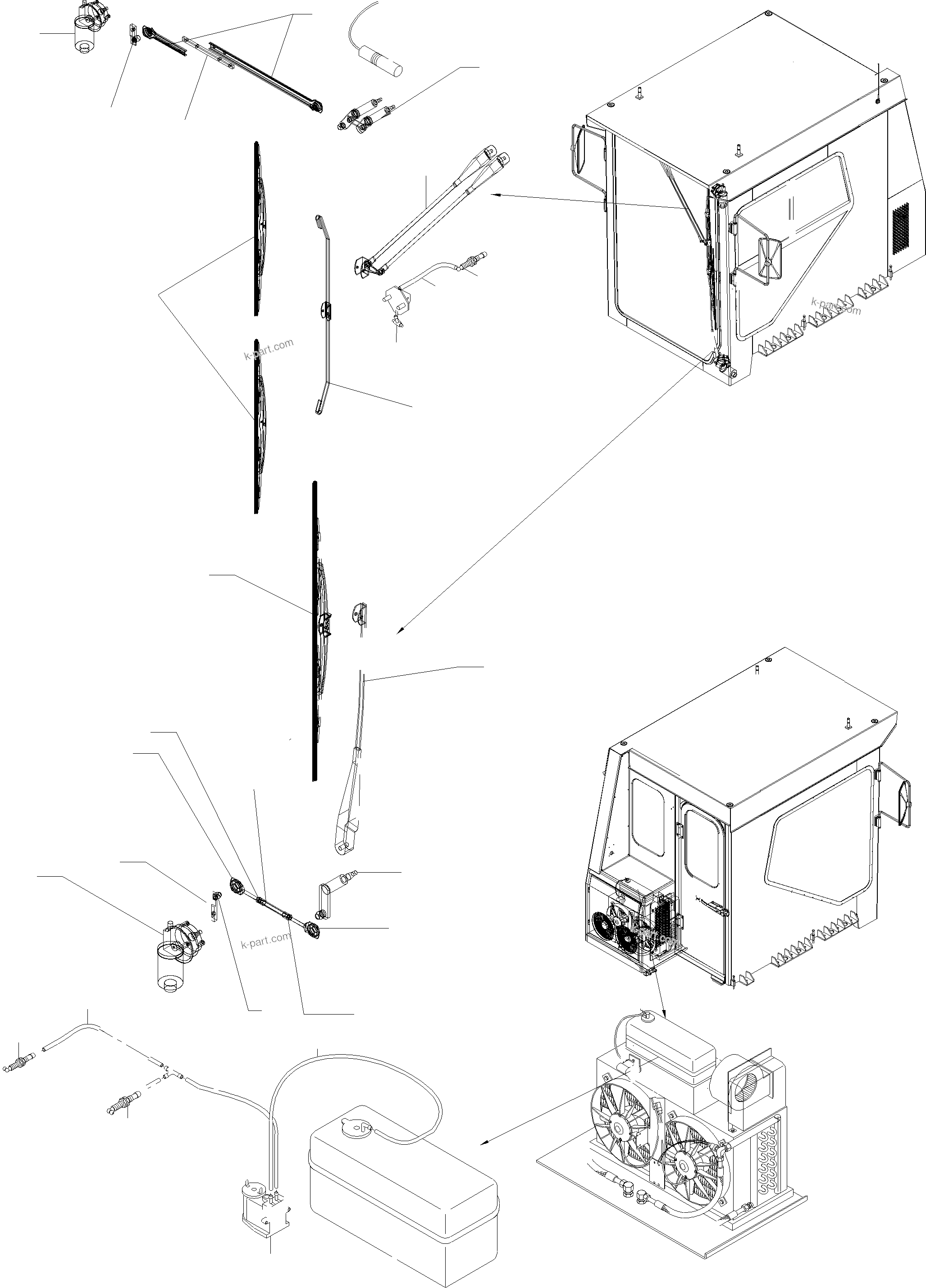 Komatsu parts book diagram for PC3000-6 S/N 06232: WINDSCREEN WASHING ASSY.