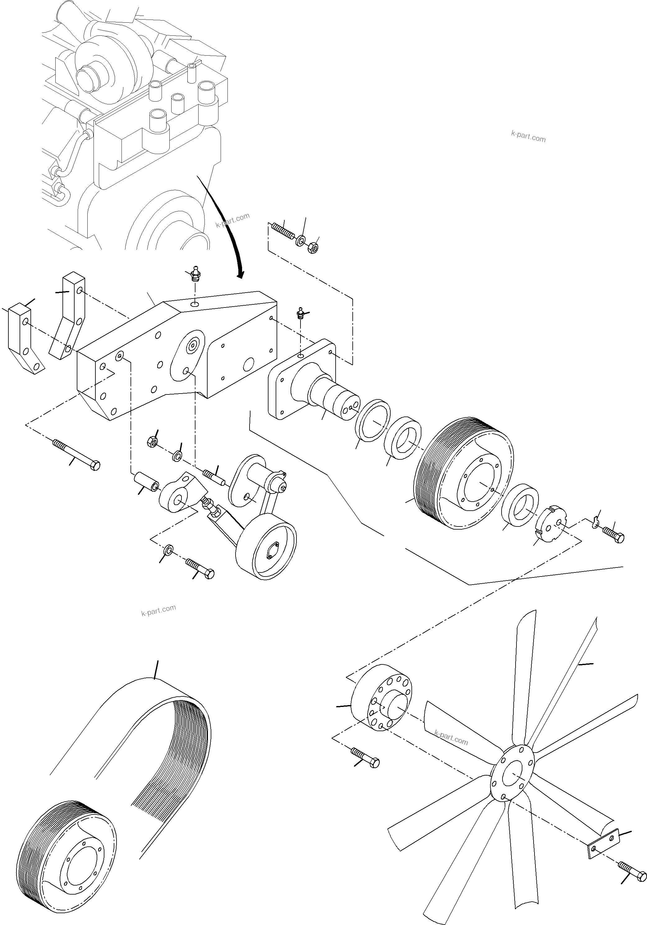 Komatsu parts book diagram for PC3000-6 S/N 06232: FAN DRIVE
