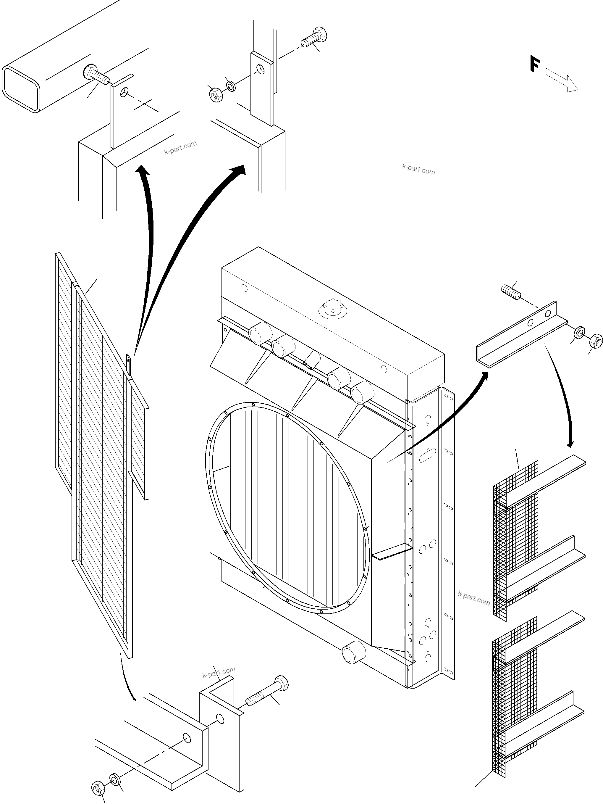 Komatsu parts book diagram for PC3000-6 S/N 06232: FAN CAGE