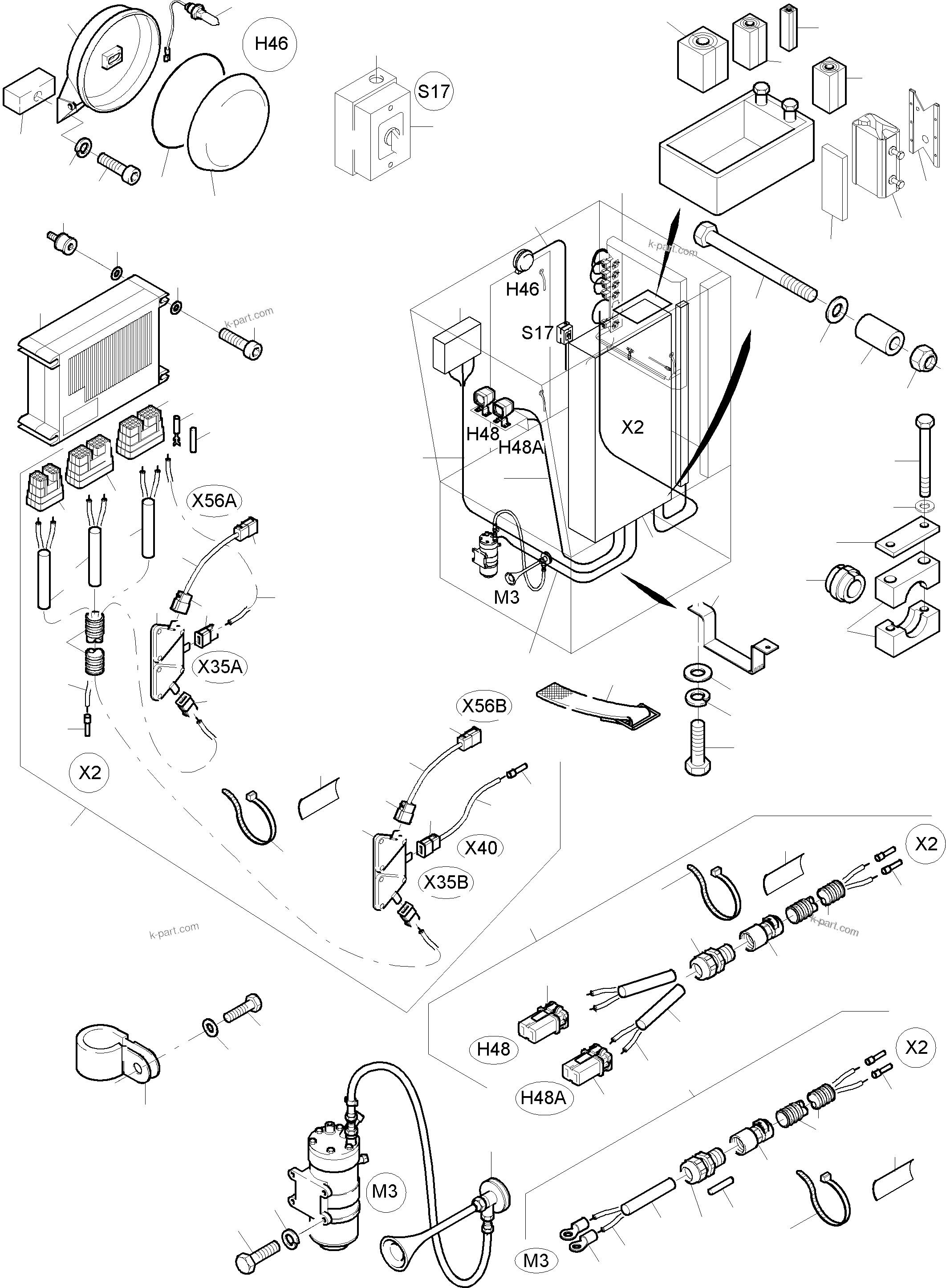 Komatsu parts book diagram for PC3000-6 S/N 06232: ELECTRIC - CAB SUPPORT