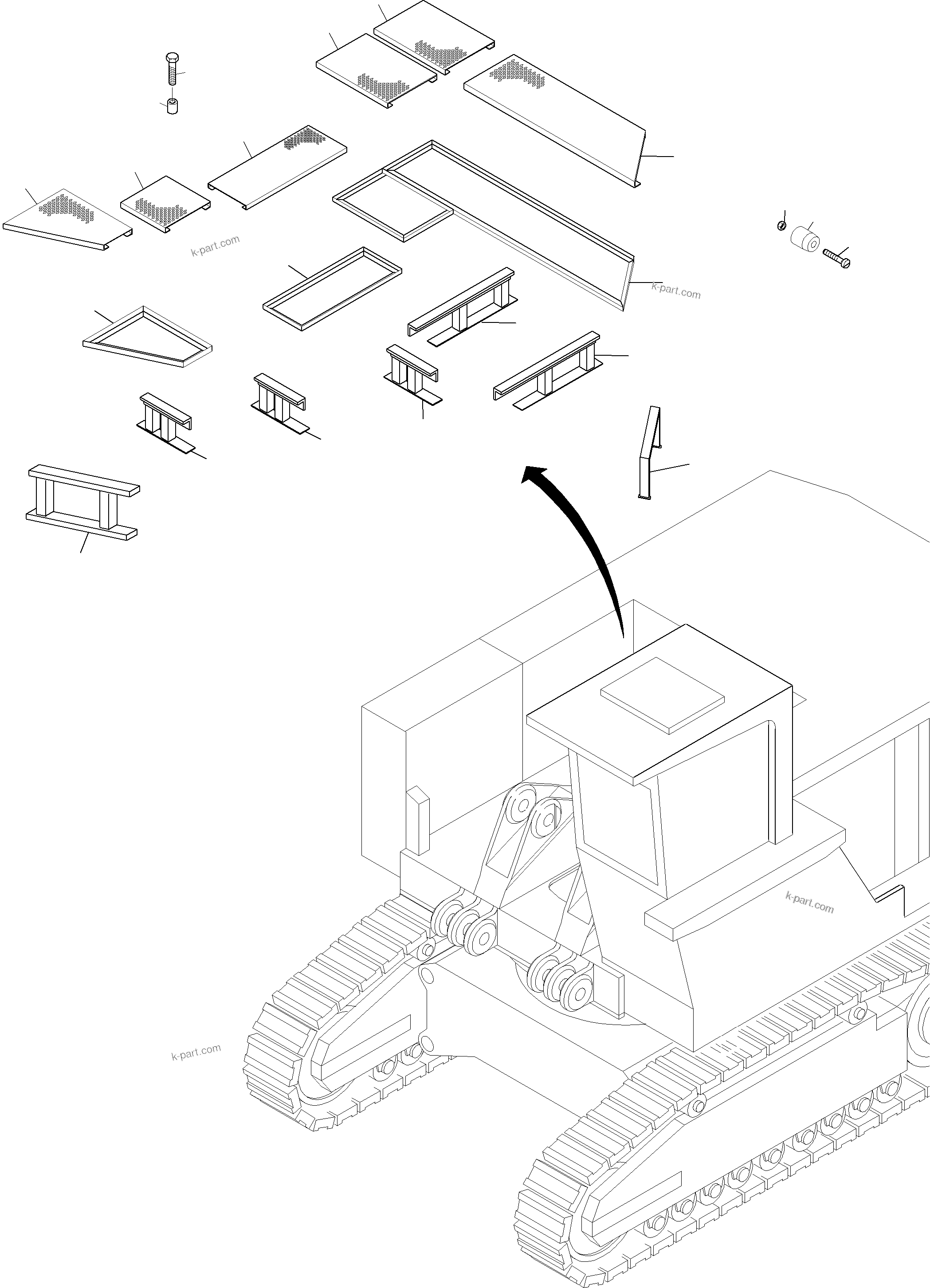 Komatsu parts book diagram for PC3000-6 S/N 06232: PLATFORM (WITH CATWALK FUEL TANK)