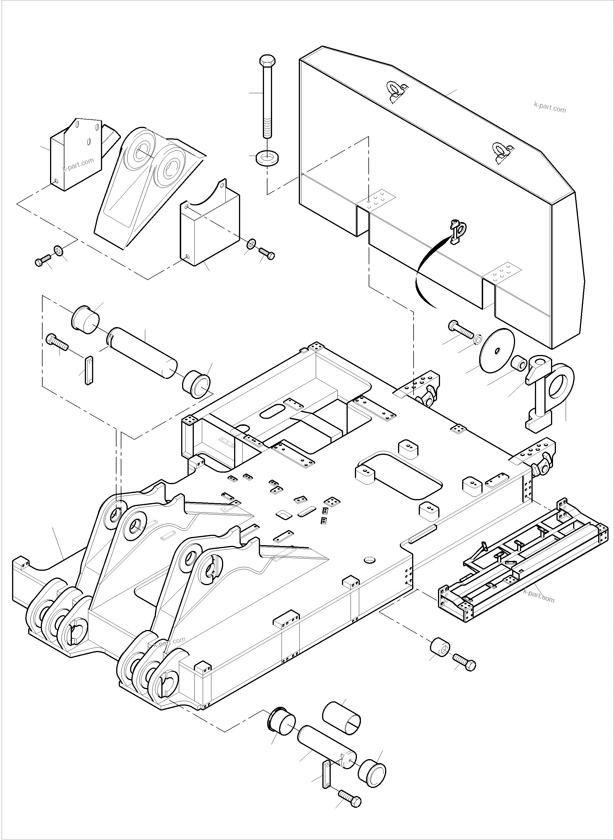 Komatsu parts book diagram for PC3000-6E S/N 06361: PIN, BOOM - COUNTERWEIGHT