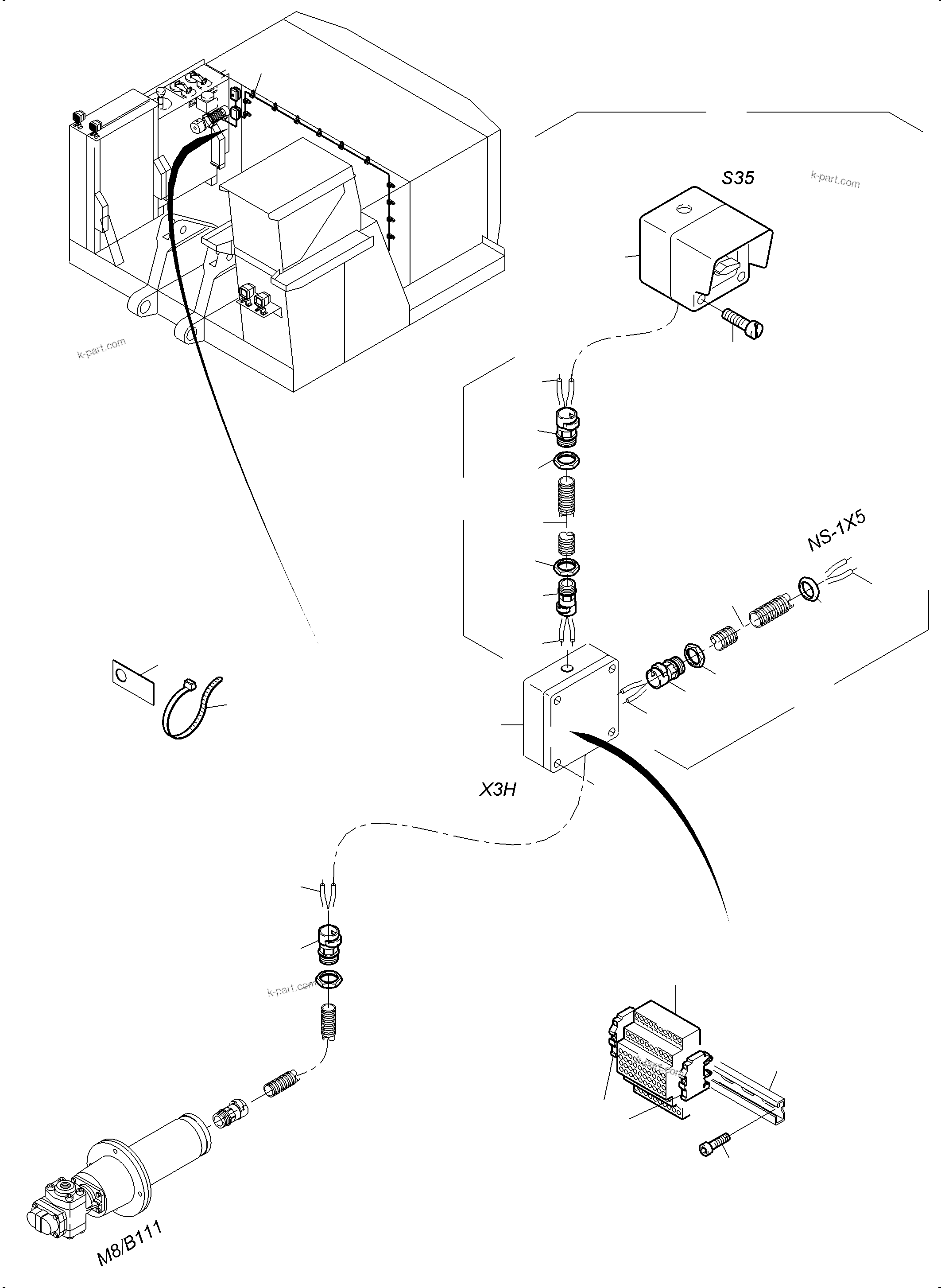 Komatsu parts book diagram for PC3000-6E S/N 06361: ELECTRIC PARTS - TRANSFUSING PUMP