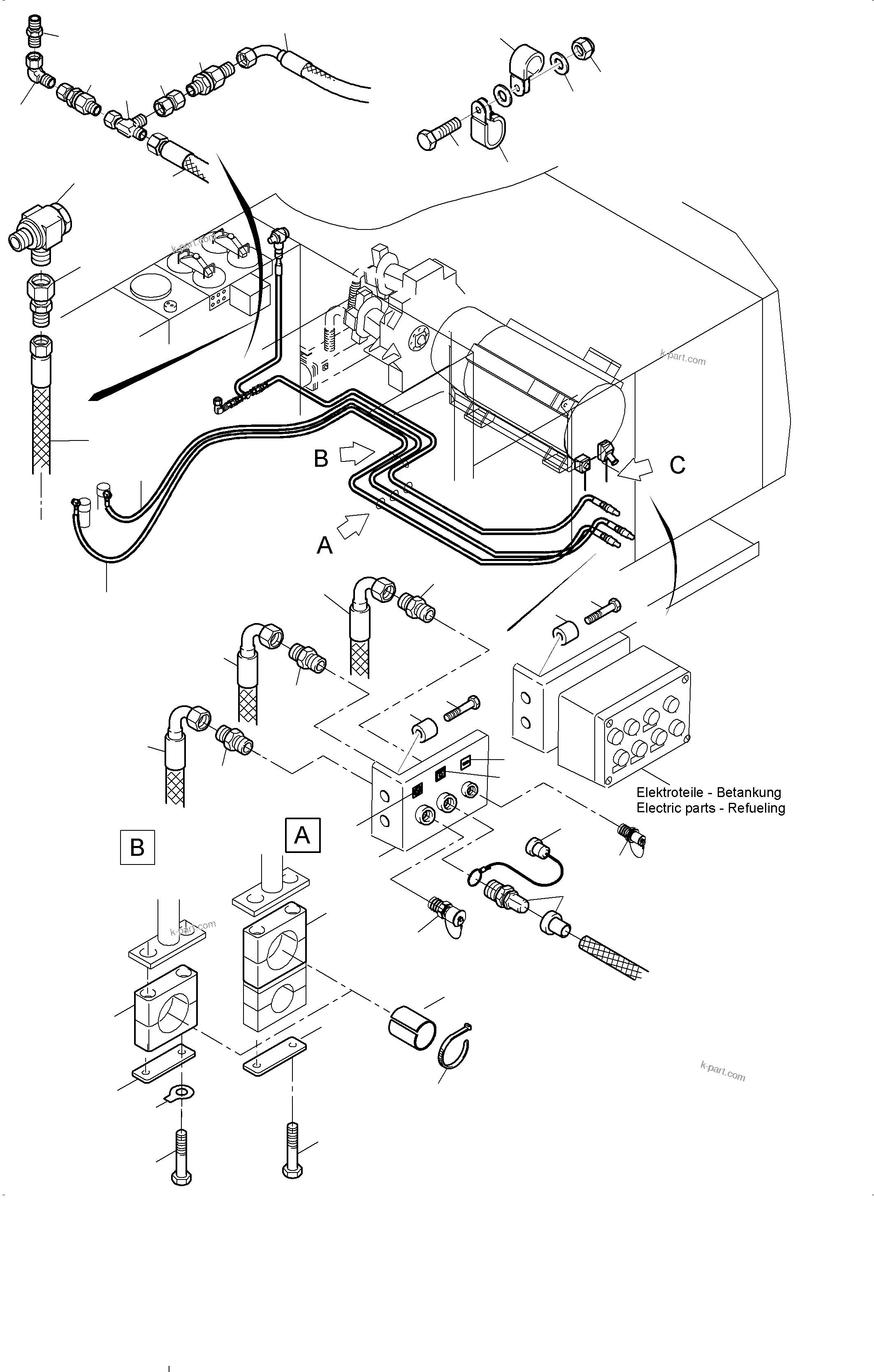 Komatsu parts book diagram for PC3000-6E S/N 06361: REFUELING SYSTEM