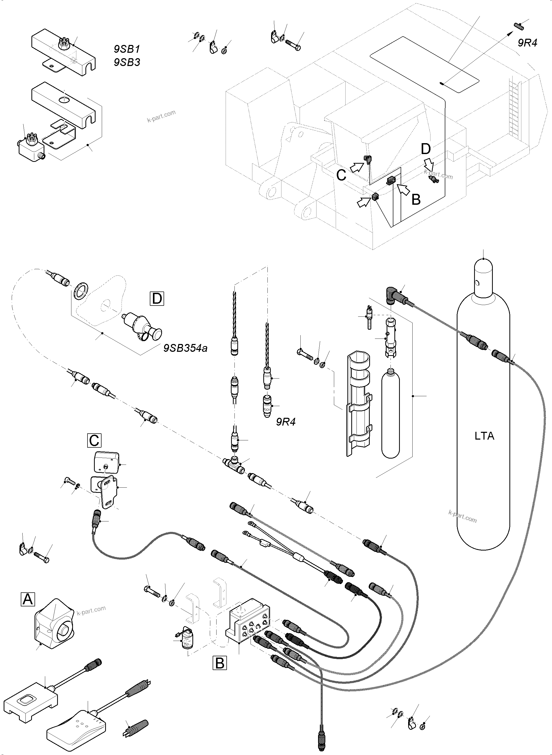 Komatsu parts book diagram for PC3000-6E S/N 06361: ACTUATING SYSTEM, HANDOPERATED