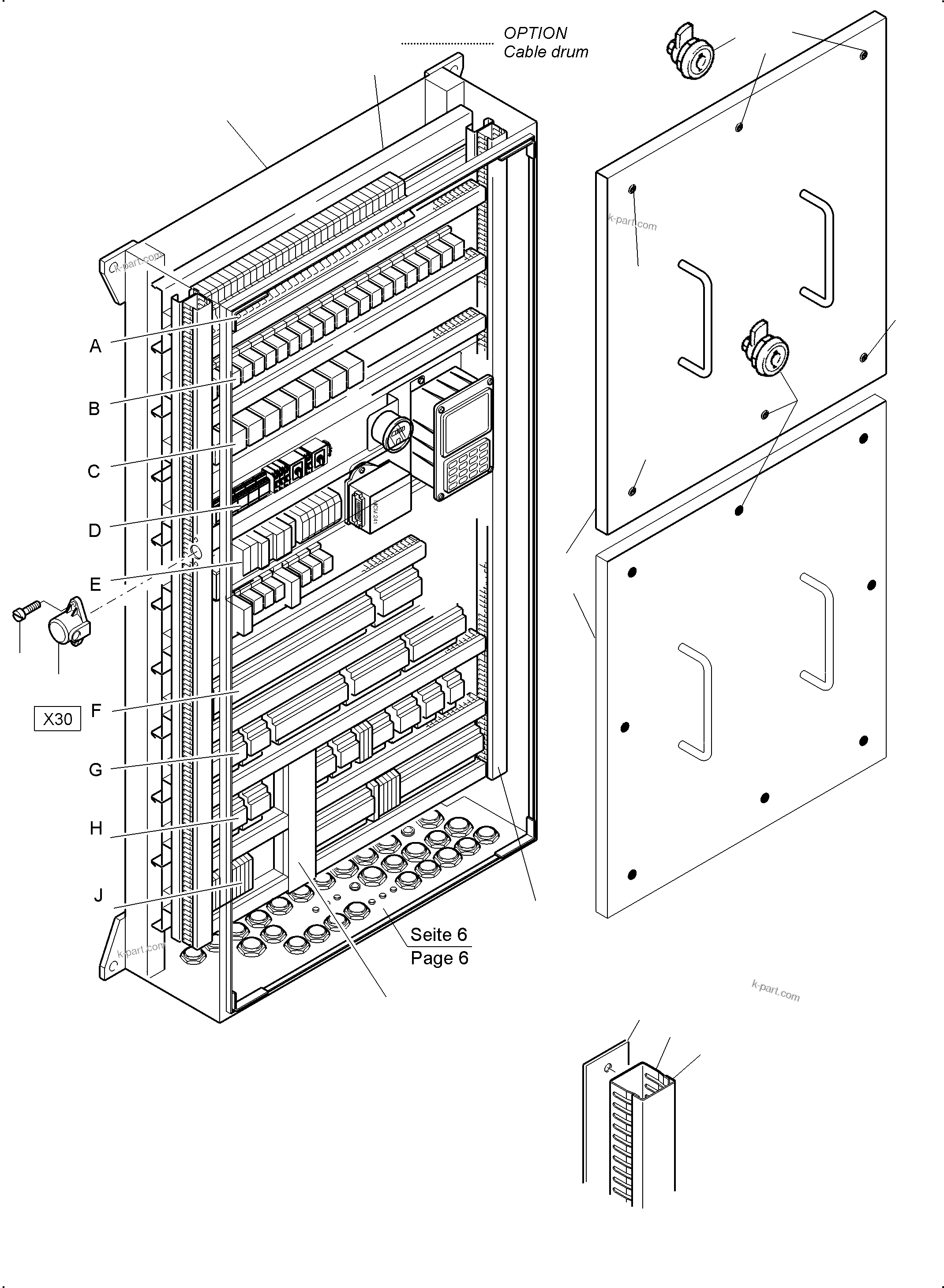 Komatsu parts book diagram for PC3000-6E S/N 06361: MAIN SWITCH BOX X2 IN CAB SUPPORT