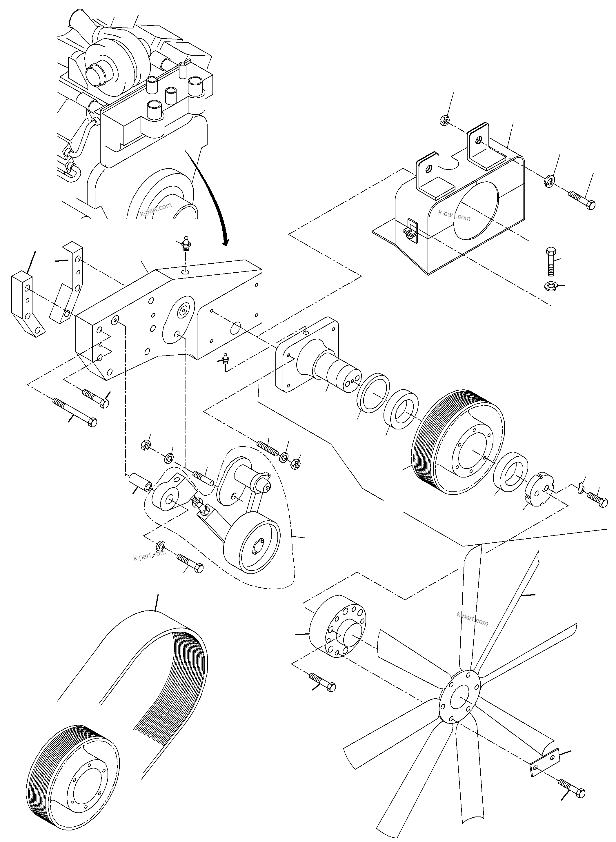 Komatsu parts book diagram for PC3000-6 S/N 06369: FAN DRIVE