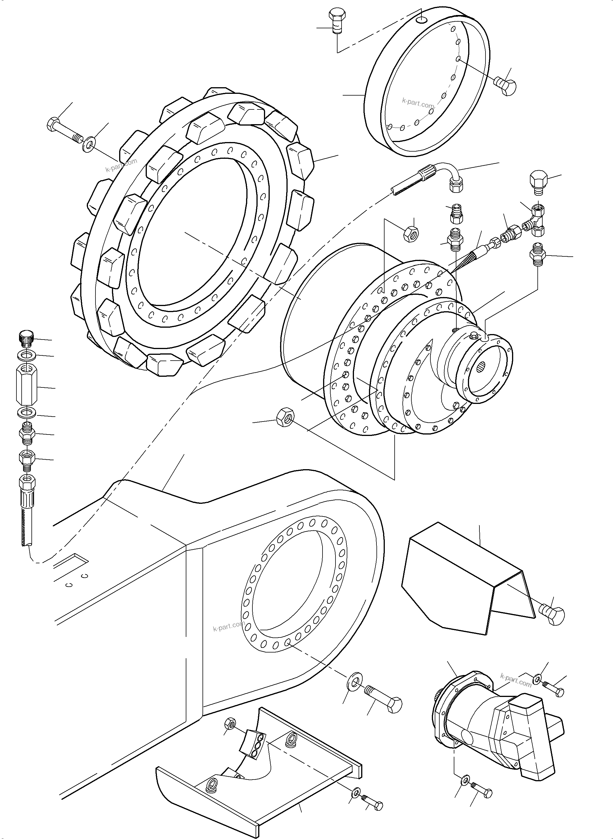 Komatsu parts book diagram for PC3000-6 S/N 06369: TRACK GROUP - DRIVE SPROCKET SIDE