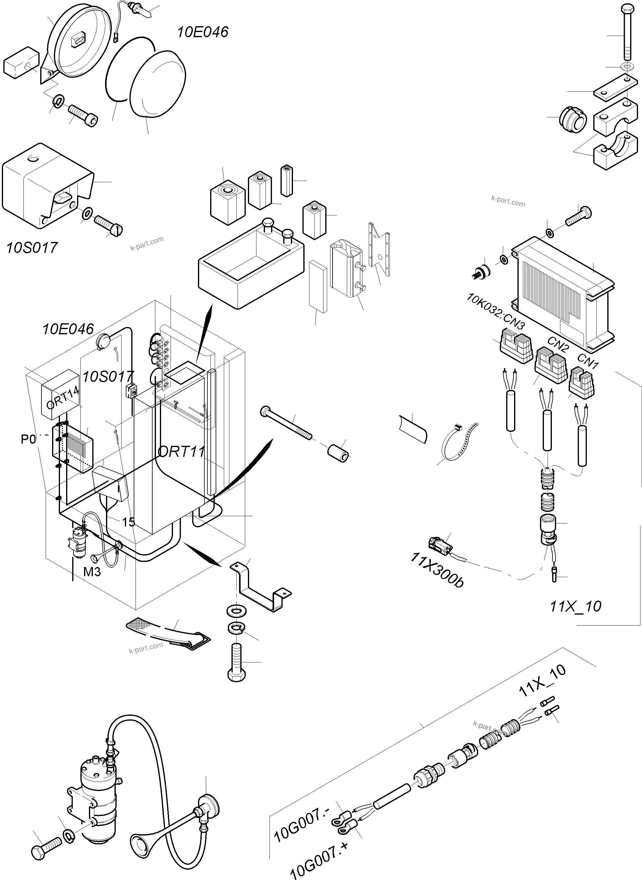 Komatsu parts book diagram for PC3000-6 S/N 06369: ELECTRIC - CAB SUPPORT KOMTRAX