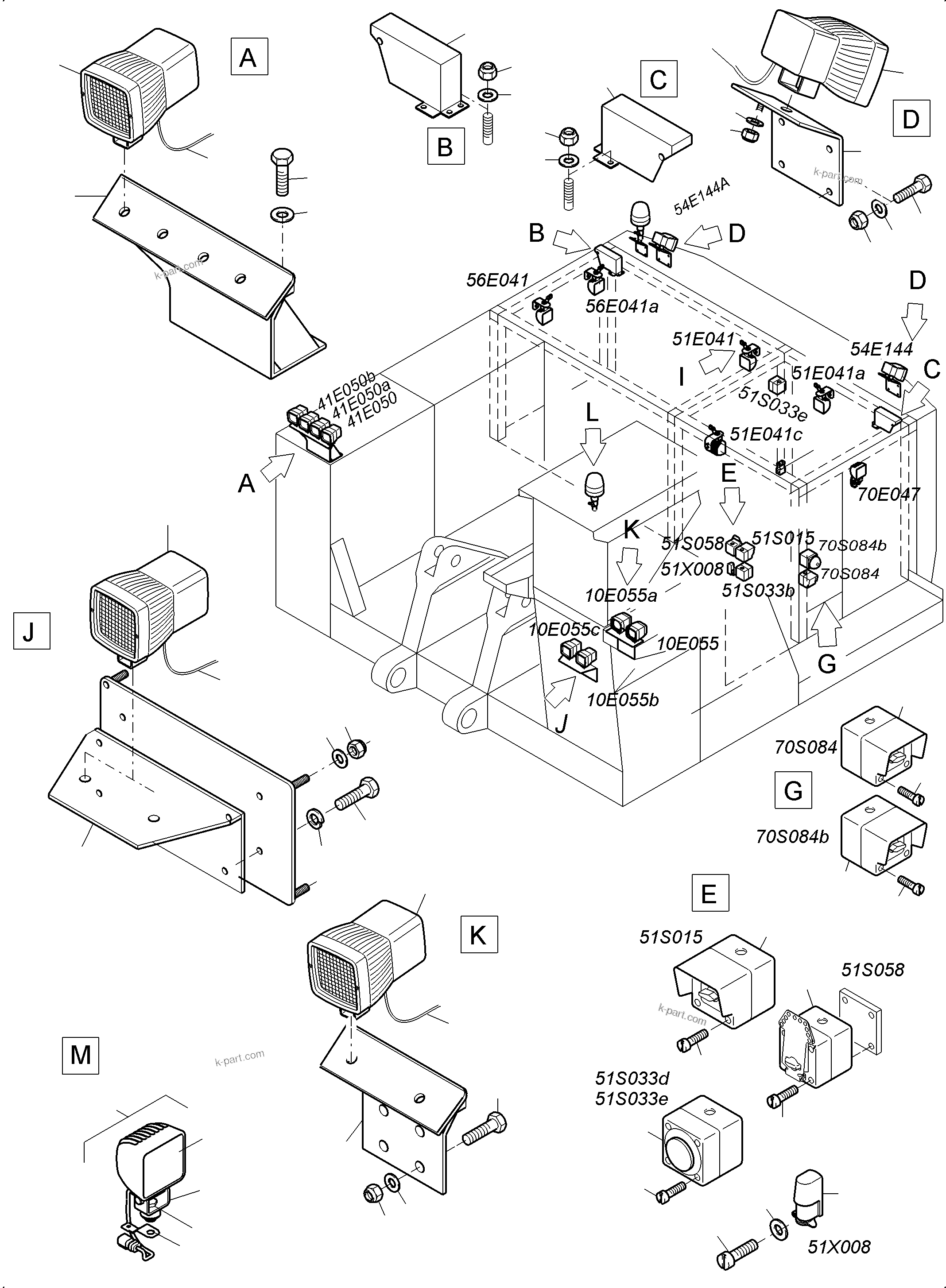 Komatsu parts book diagram for PC3000-6 S/N 06369: LIGHTING EQUIPMENT