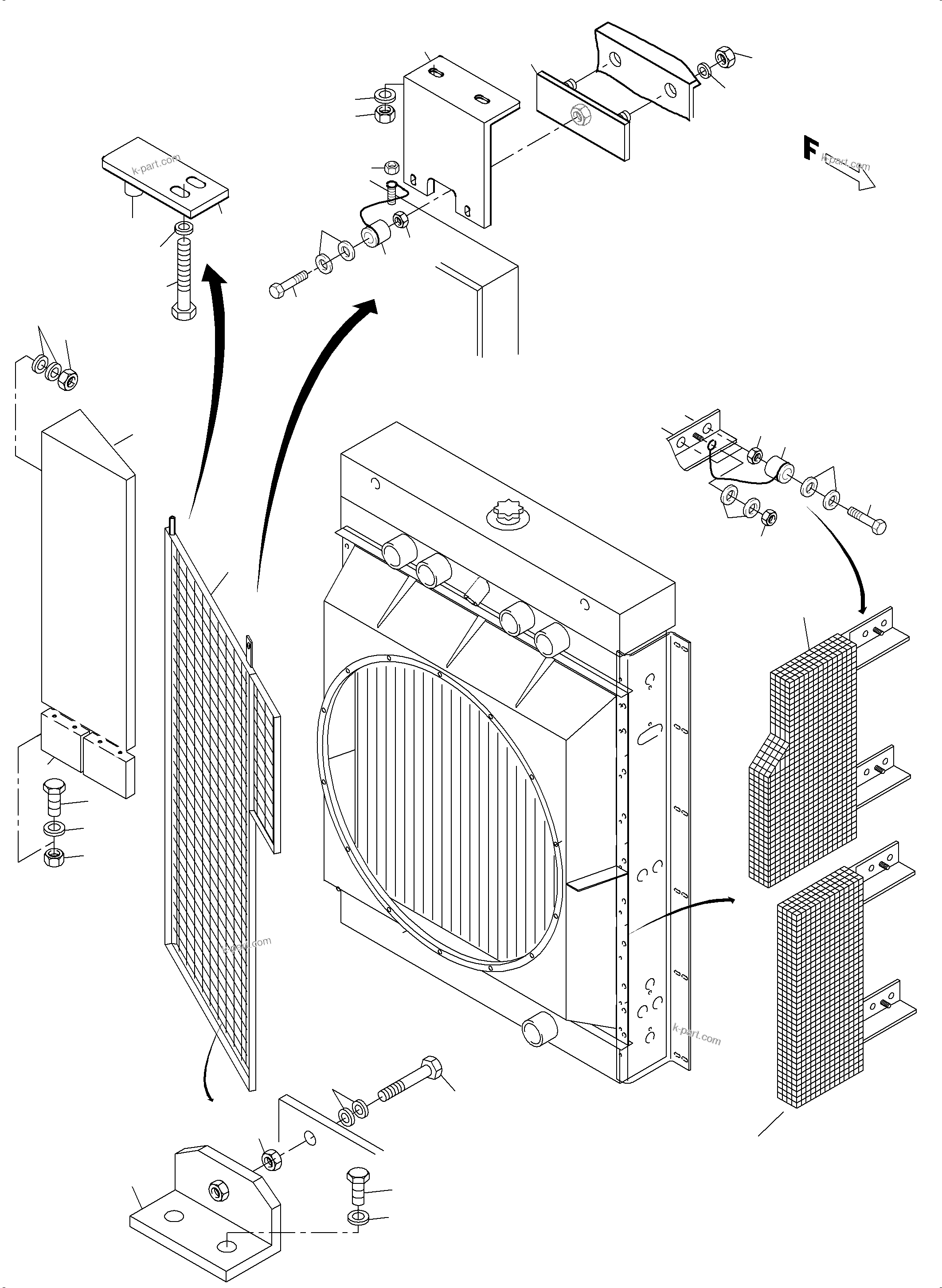 Komatsu parts book diagram for PC3000-6 S/N 06375: FAN CAGE