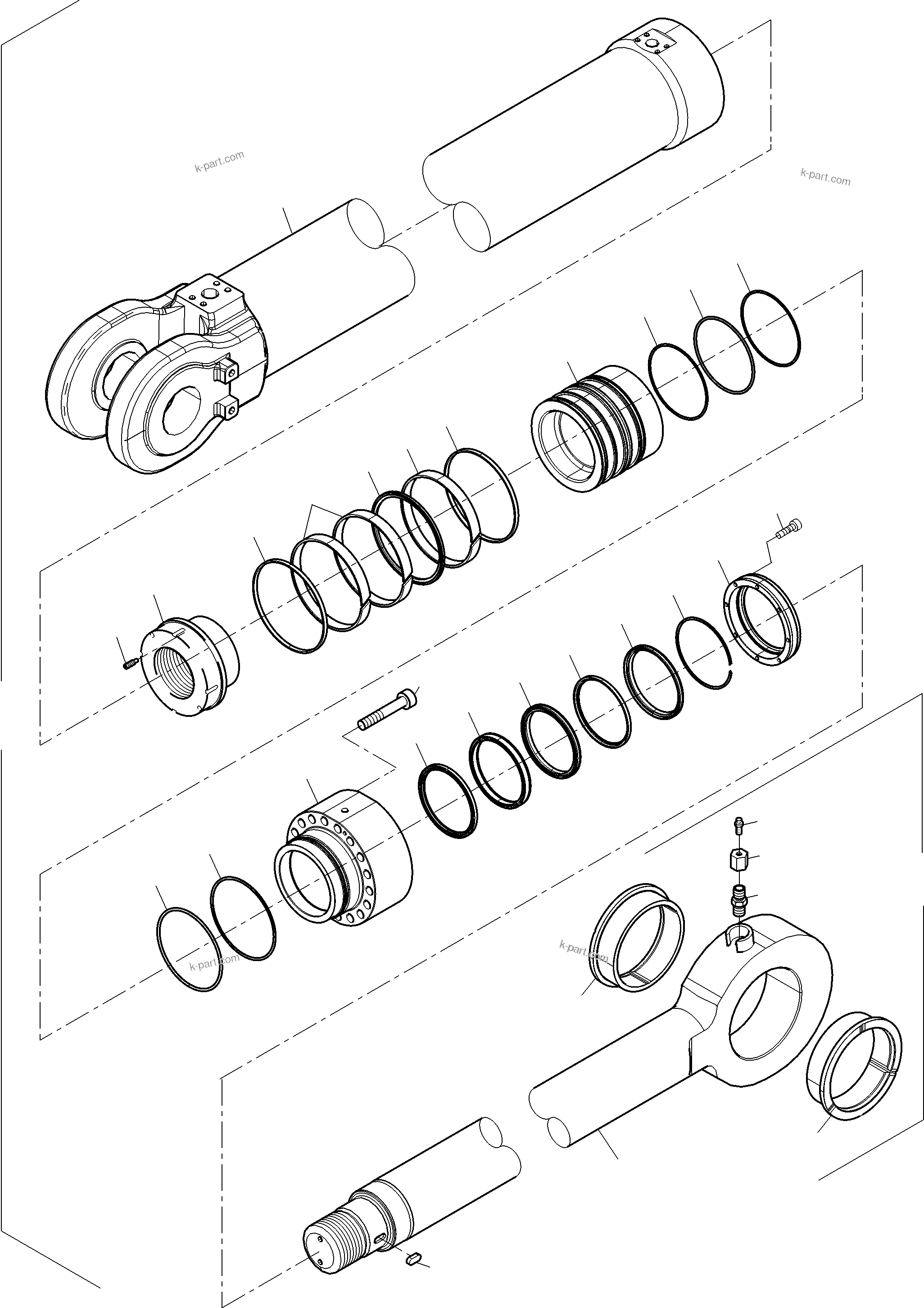 Komatsu parts book diagram for PC3000-6 S/N 06375: HYDRAULIC CYLINDER