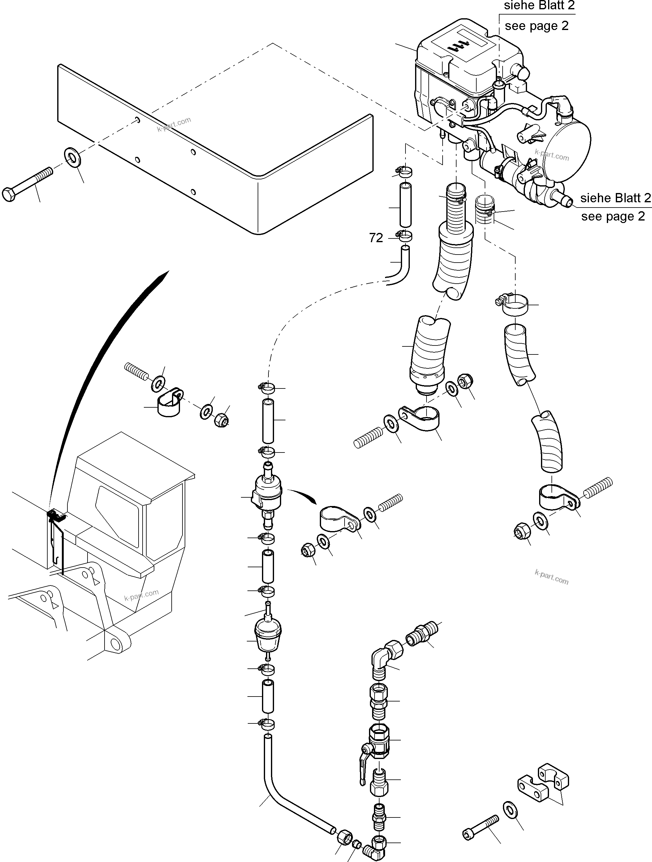 Komatsu parts book diagram for PC3000-6 S/N 06375: ADDITIONAL HEATING SYSTEM CAB