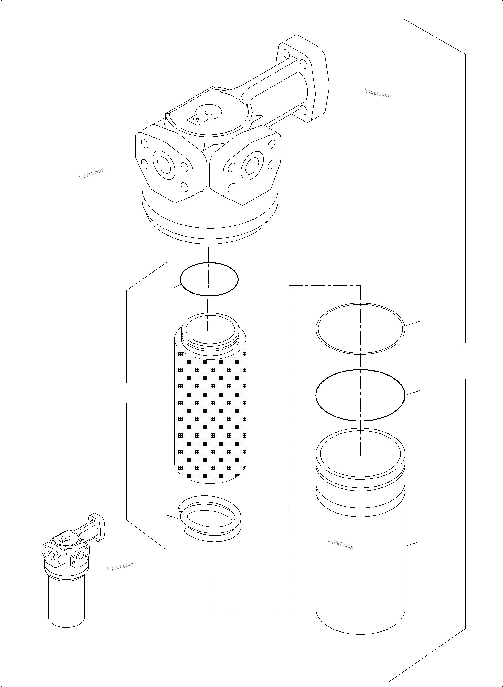 Komatsu parts book diagram for PC3000-6 S/N 06375: H. P. FILTER