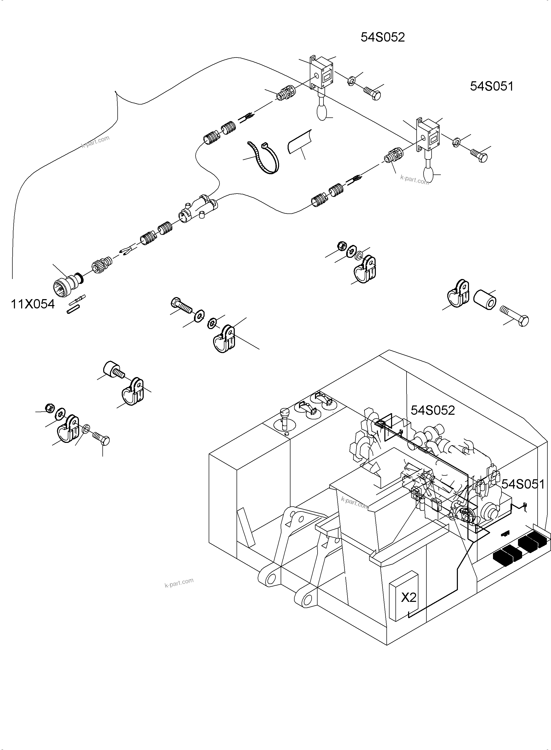 Komatsu parts book diagram for PC3000-6 S/N 06375: MOVEMENT SIGNAL INSTALLATION - EMERGENCY STOP FROM FLOOR