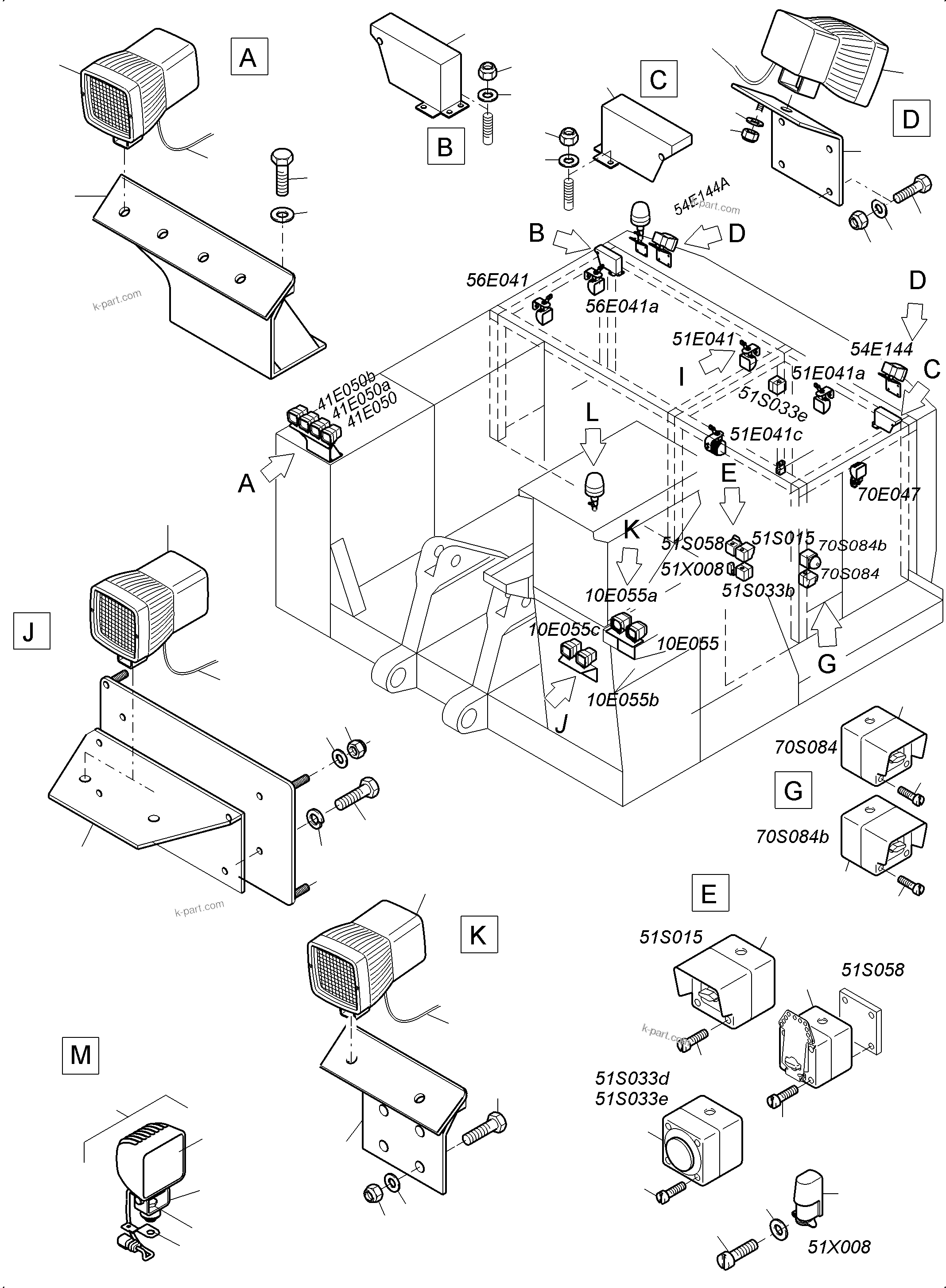 Komatsu parts book diagram for PC3000-6 S/N 06375: LIGHTING EQUIPMENT