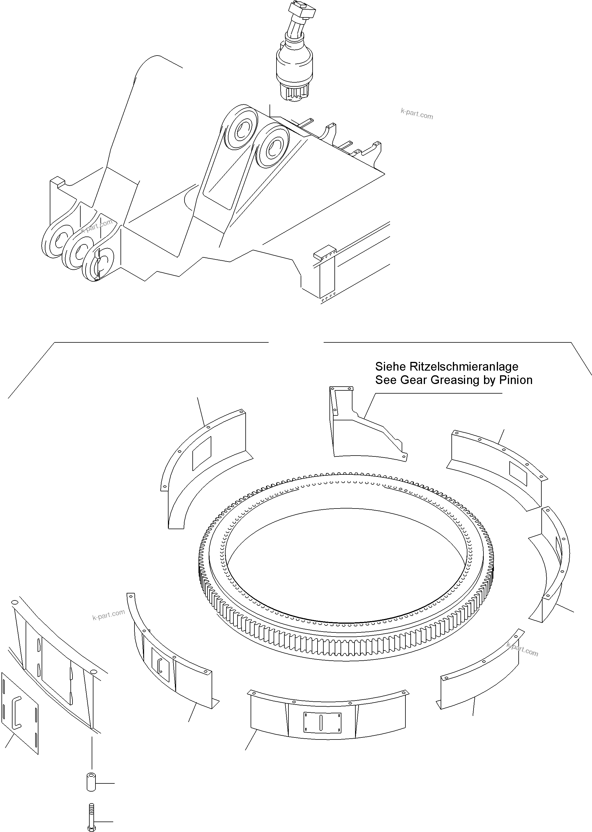 Komatsu parts book diagram for PC3000-6 S/N 06377: SLEW RING PROTECTION
