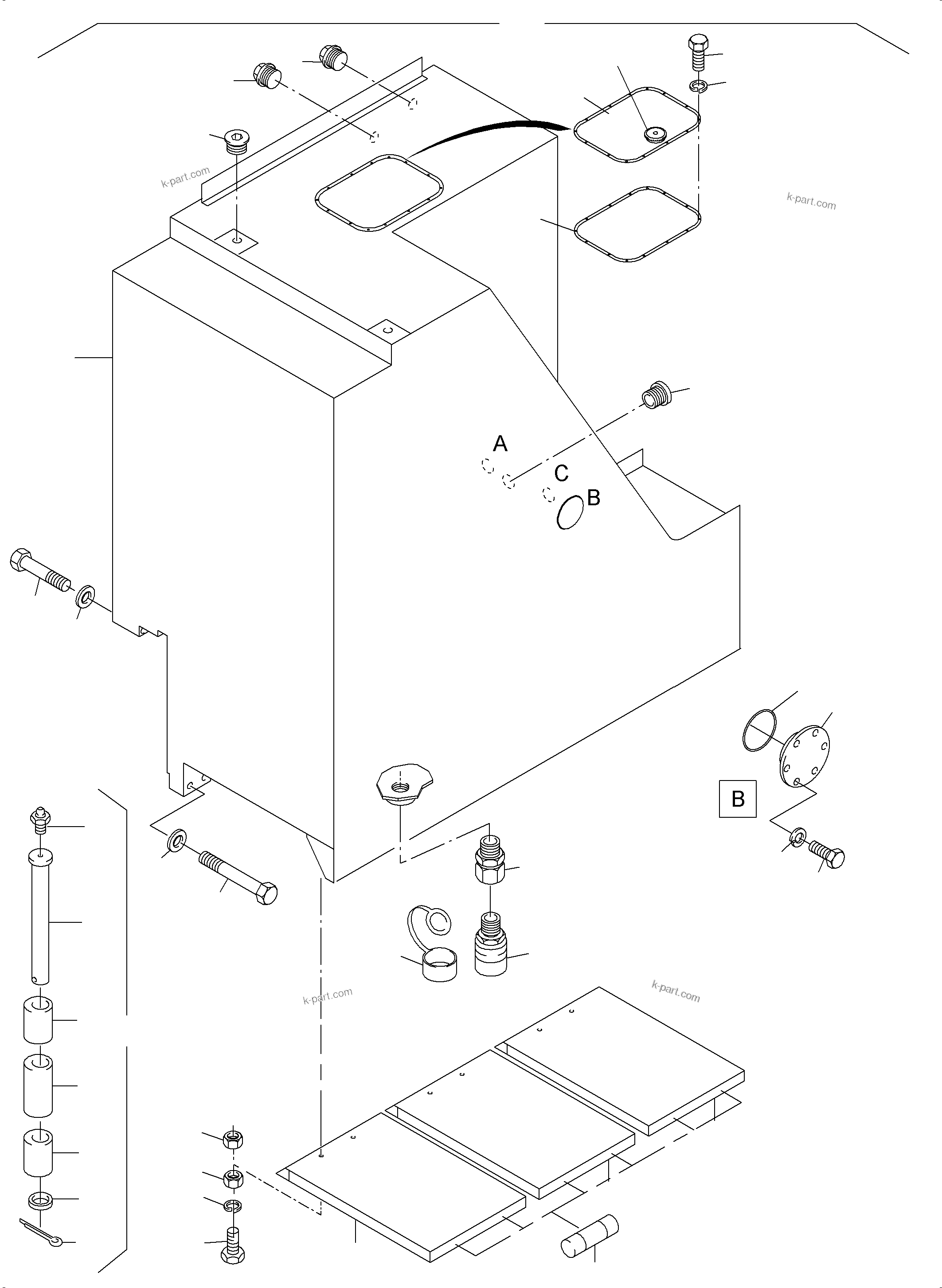 Komatsu parts book diagram for PC3000-6 S/N 06377: FUEL TANK